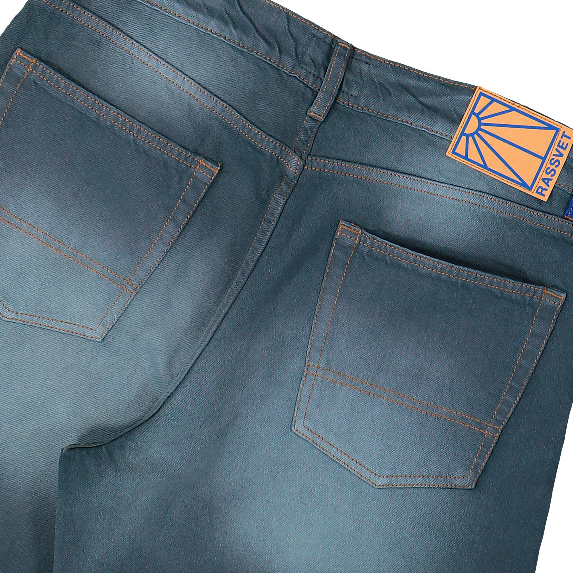 Rassvet Sun Dyed Baggy Denim Pants Dark Green Jeans PACC18P001-1 Detail View 2 | Overkill
