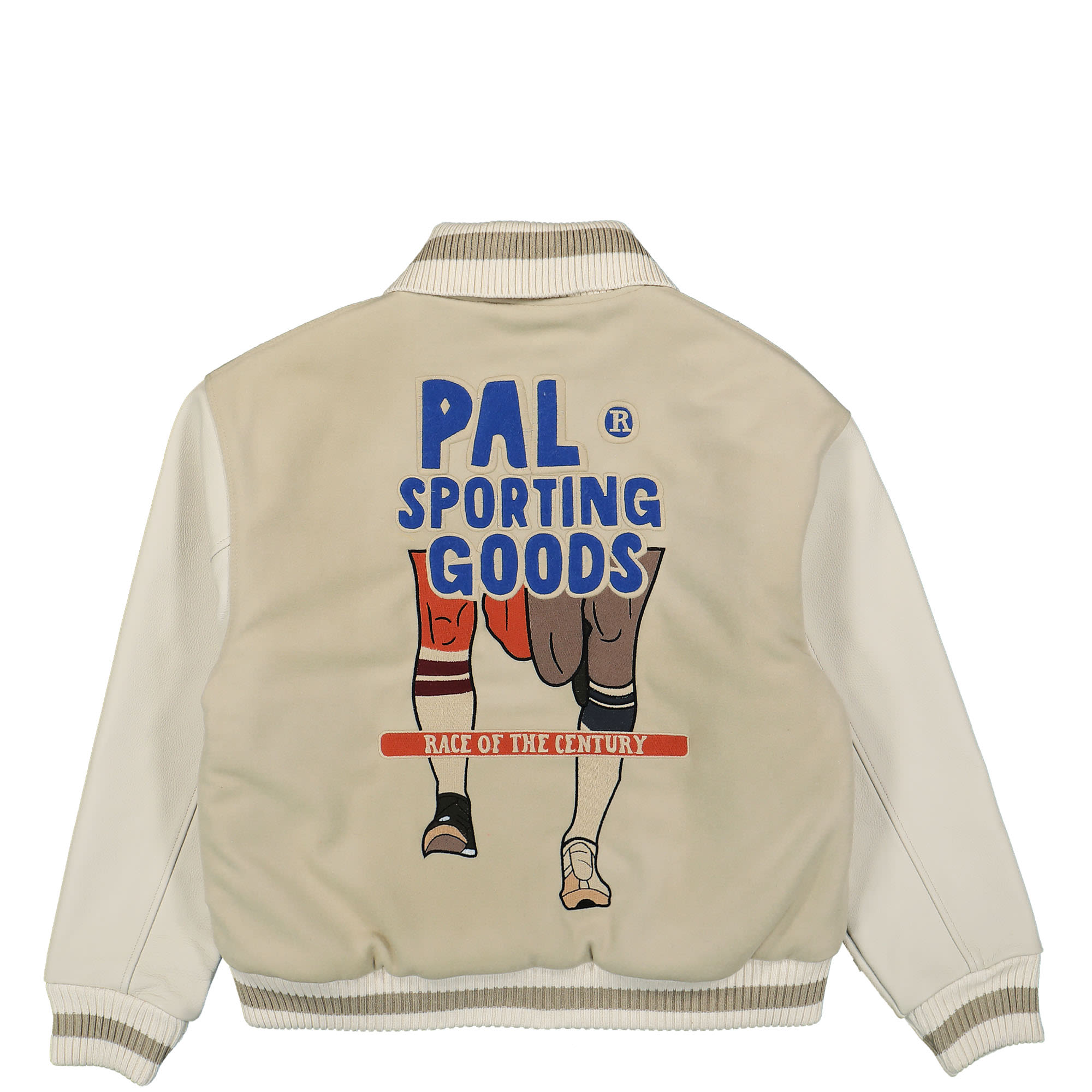 PAL Sporting Goods Race Of The Century Varsity Jacket Caramel Brown Bomber & Varsity Jackets Close-up | Overkill