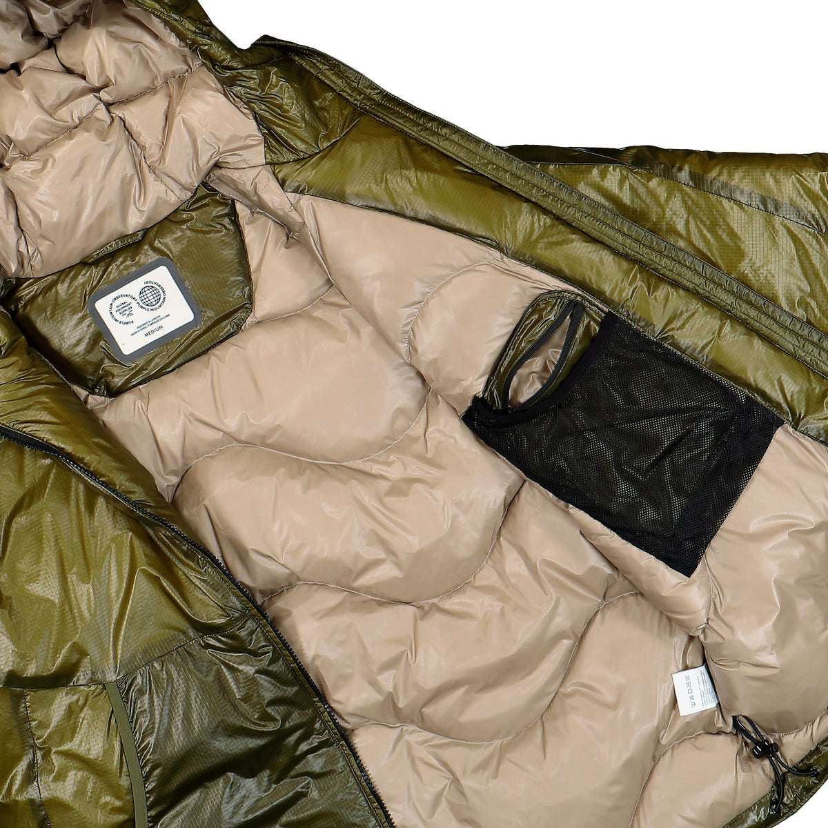 Purple Mountain Obversatory Shield Puffer Olive Jackets PMO0170 Detail View 2 | Overkill
