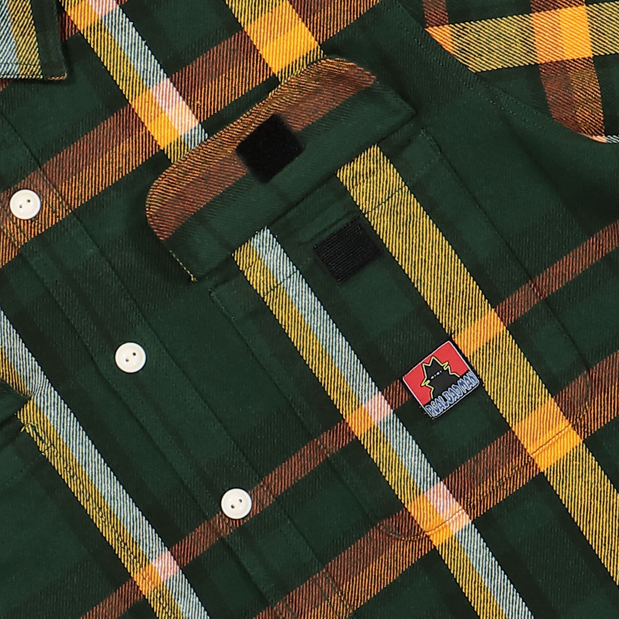 Real Bad Man Work Flannel Shirt Green Shirts Detailfoto | Overkill