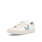 Veja W Recife Logo Chromefree Leather Extra White-Steel Low Top Sneakers  Close Up | Overkill