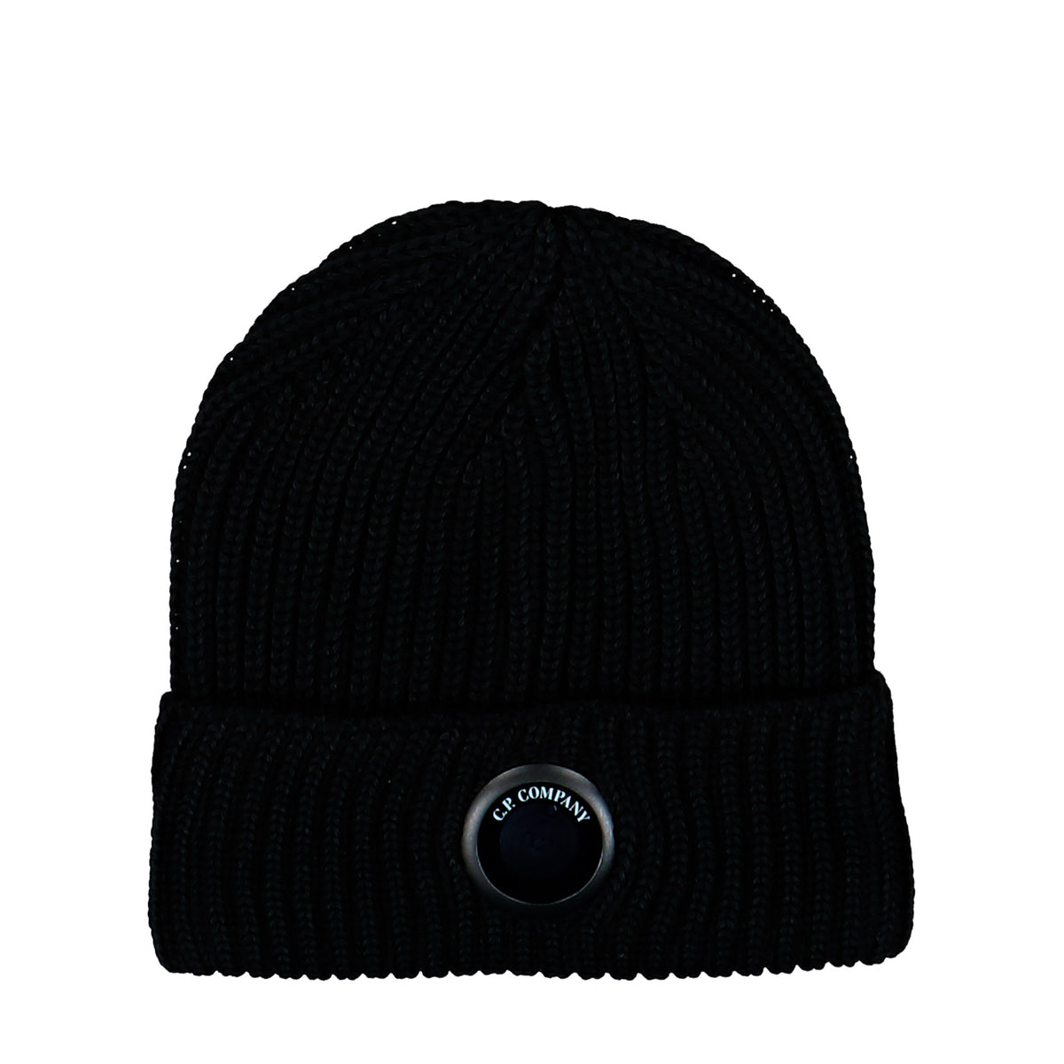 C.P. Company Extrafine Merino Wool Lens Beanie Black Beanies RFCMAC739A-005509A 999 | Overkill