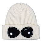 C.P. Company Extrafine Merino Wool Goggle Knit Cap Gauze White Beanie RFCMAC742A-005509A 103 | Overkill
