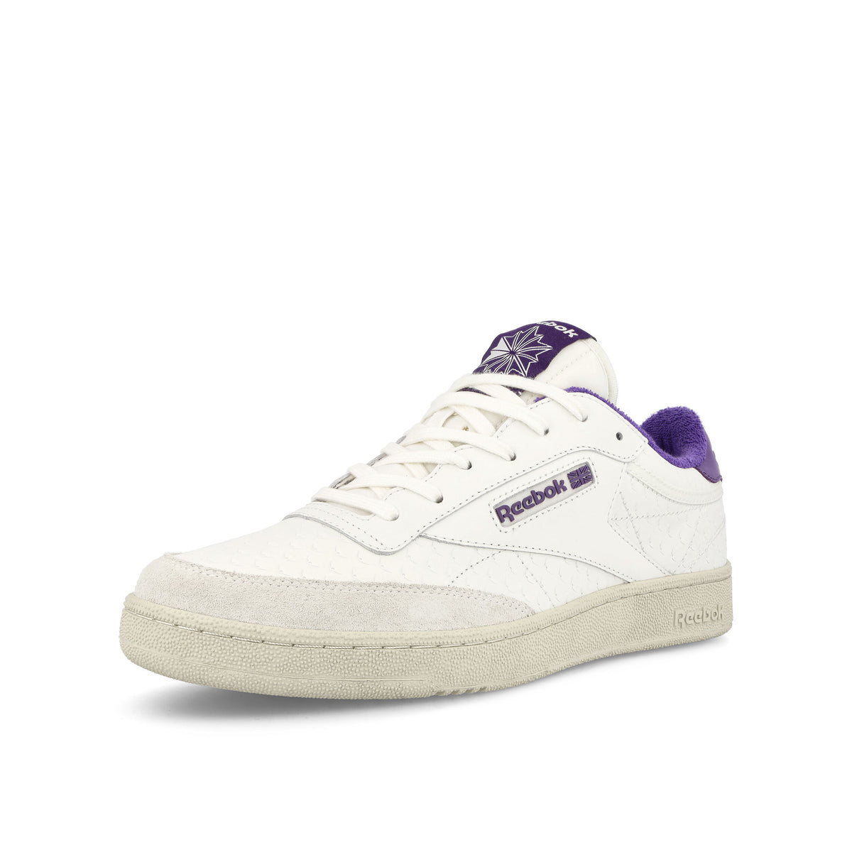 Reebok Club C White Purple Low Top Sneakers  Close Up | Overkill