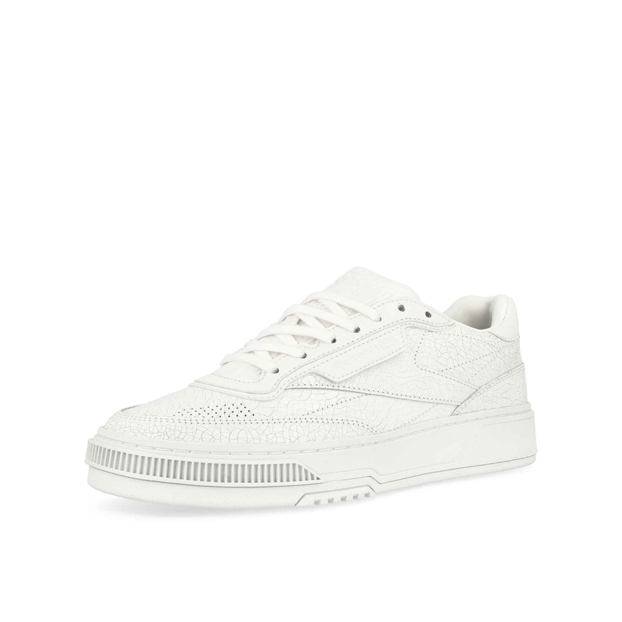 Reebok Club C LTD Cracked White Low Top Sneakers  Close Up | Overkill