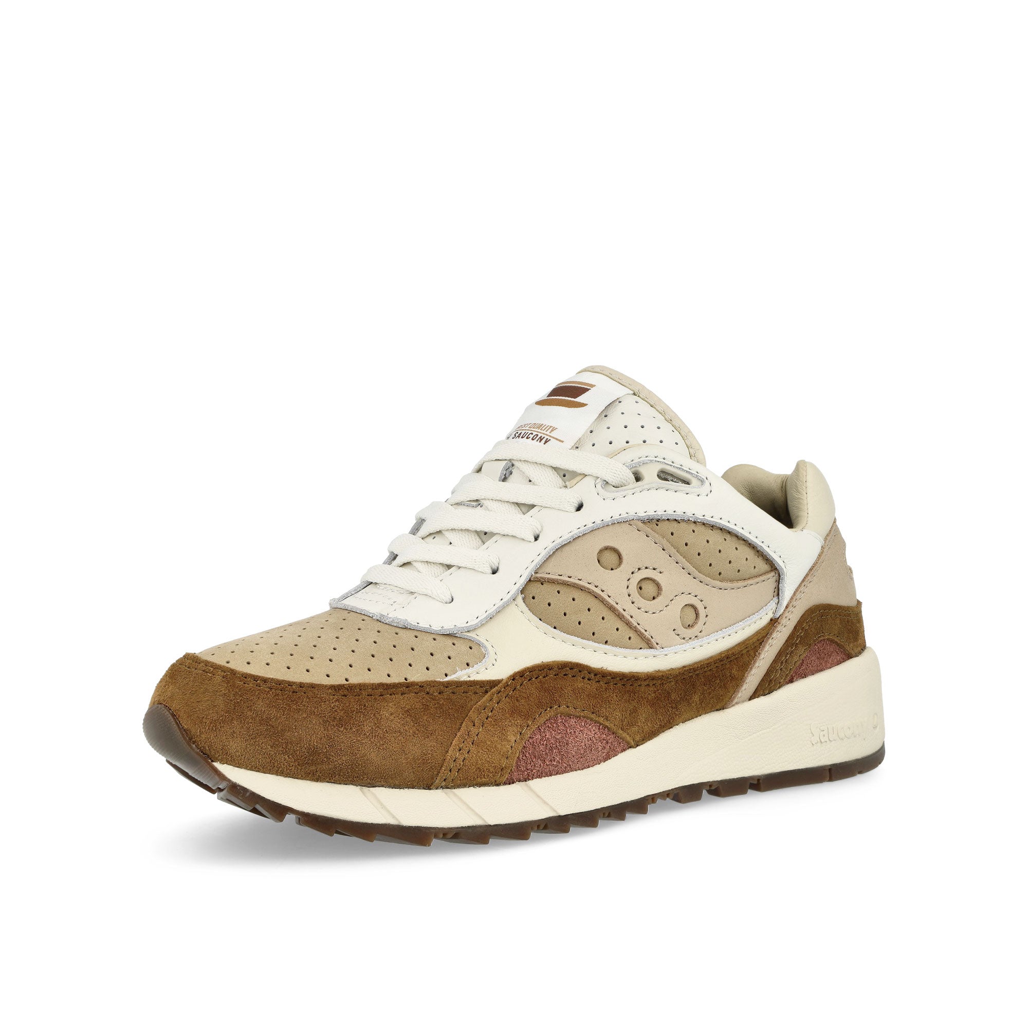 Saucony Shadow 6000 Brown / White Low Top Sneakers  Close Up | Overkill