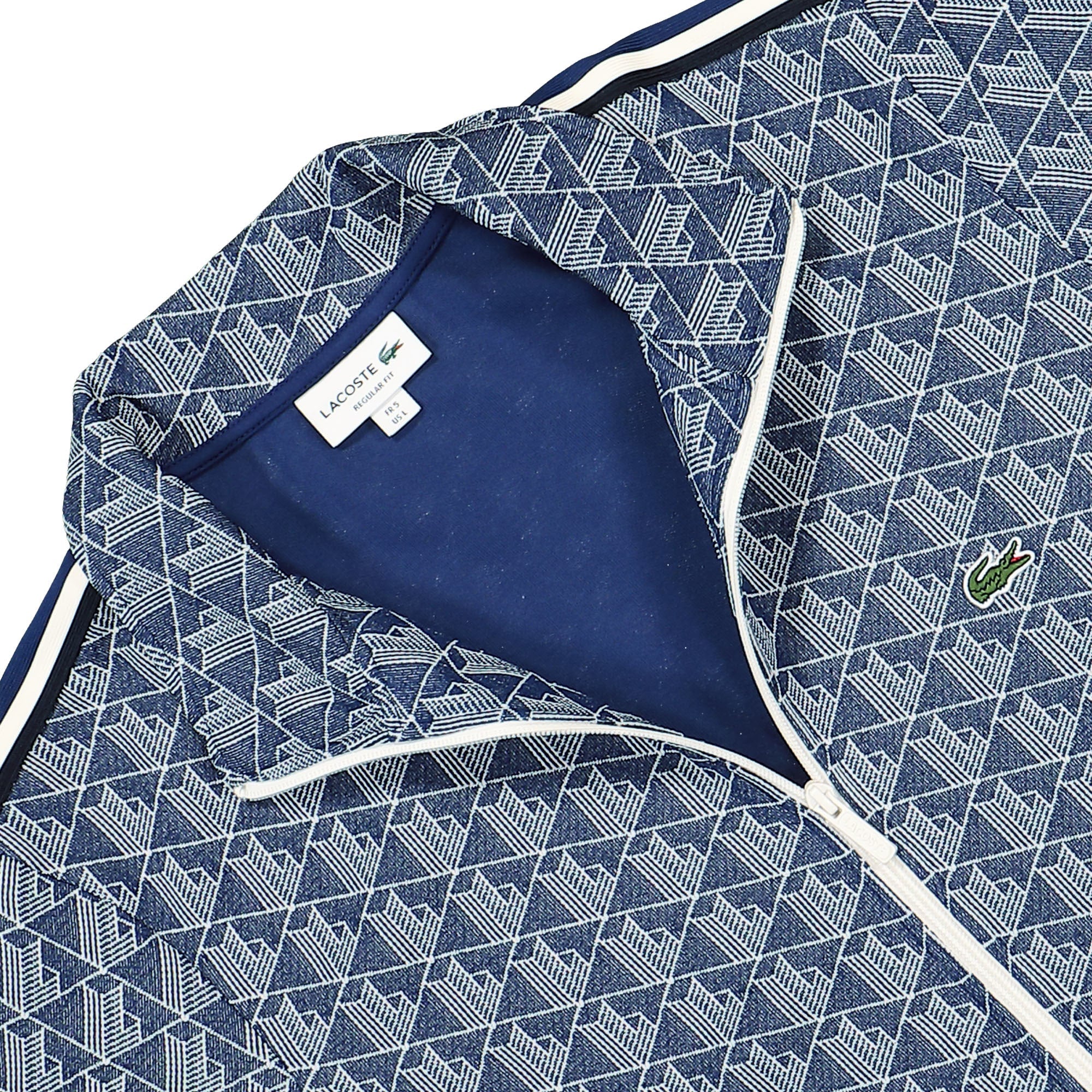 Lacoste Paris Jacquard Monogram Track Jacket Bleu Marine / Blanc Track Jackets Close-up | Overkill