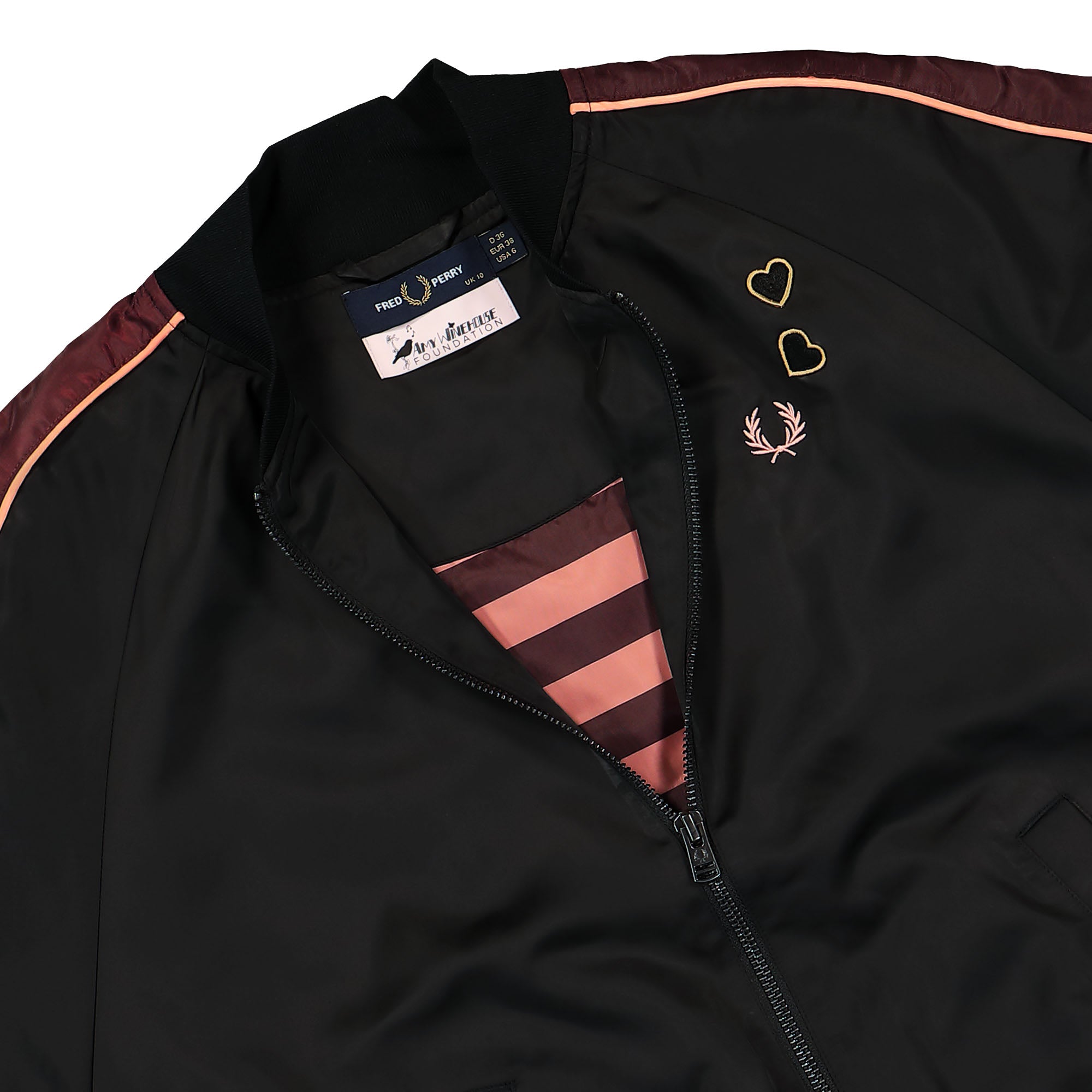 Fred Perry Amy Winehouse Foundation x Fred Perry Printed Lining Bomber Jacket Black Bomber & Varsity Jackets Material | Overkill