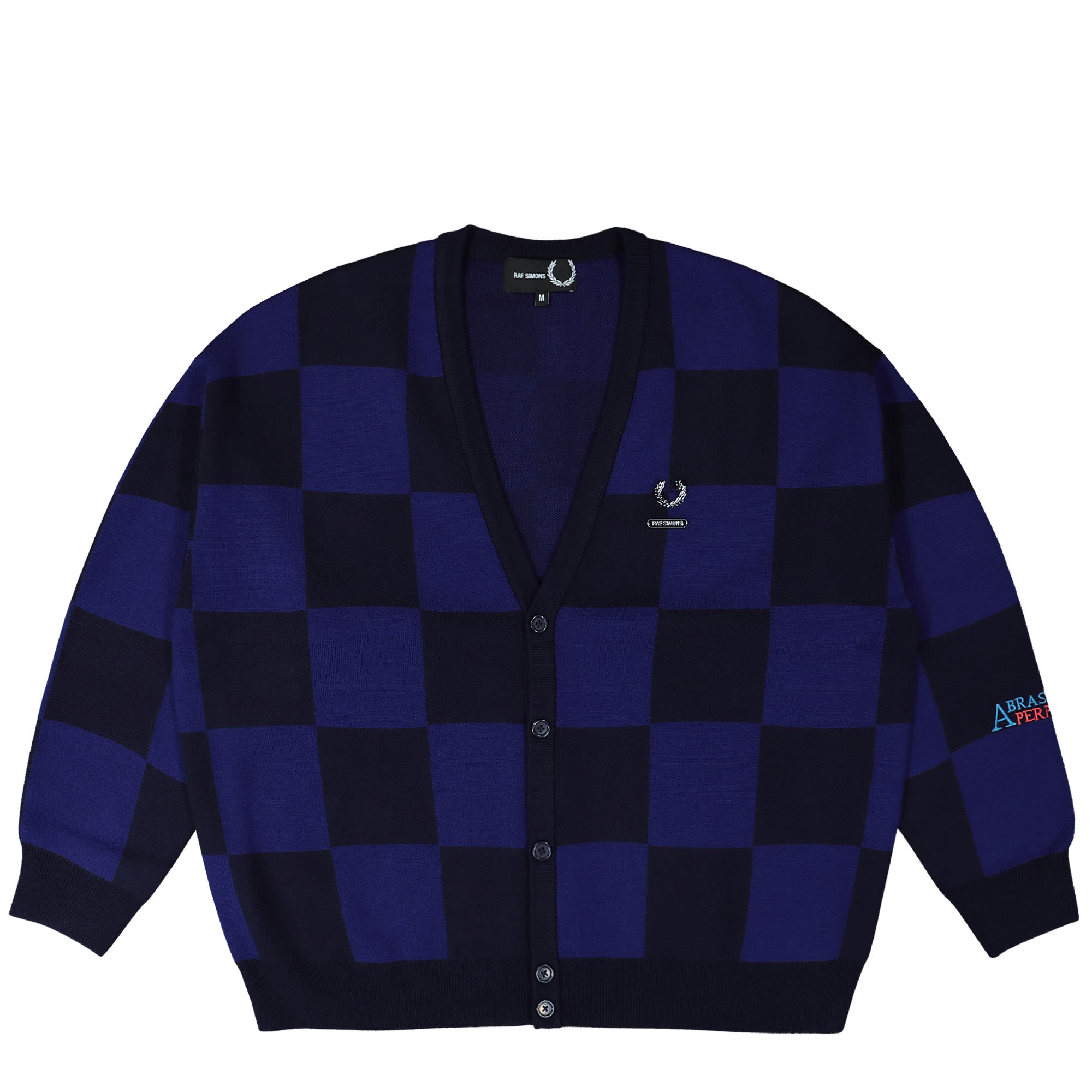 Fred Perry Raf Simons X Fred Perry Checkerboard Cardigan Navy Cardigans SK6517-608 | Overkill