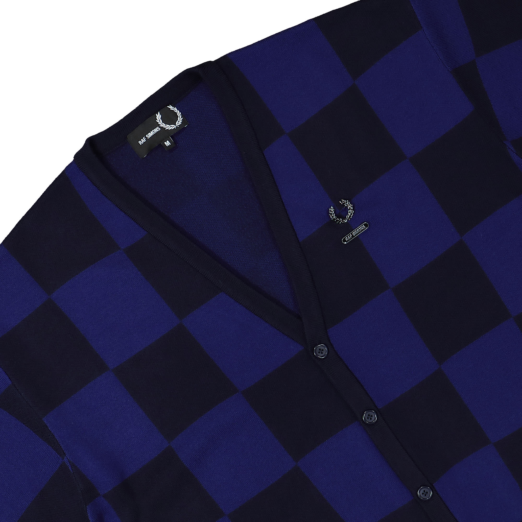 Fred Perry Raf Simons X Fred Perry Checkerboard Cardigan Navy Cardigans Detailfoto | Overkill