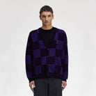 Fred Perry Raf Simons X Fred Perry Checkerboard Cardigan Navy Cardigans Close-up | Overkill