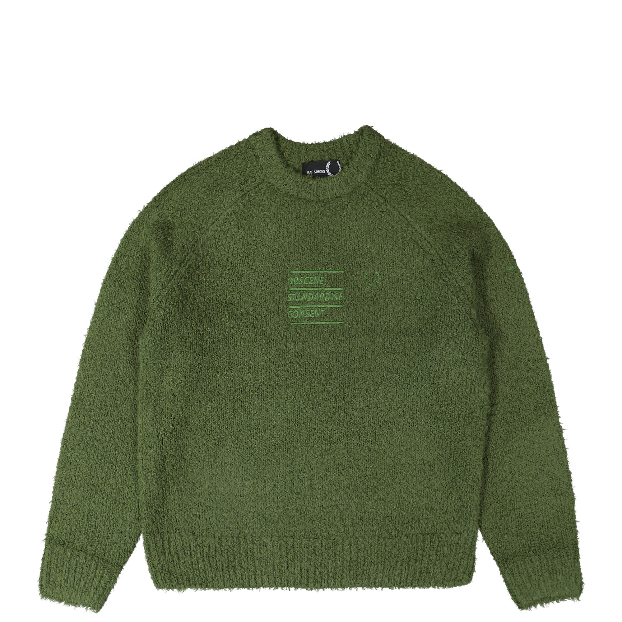 Fred Perry Raf Simons X Fred Perry Fluffy Knit Jumper Chive Sweatshirts SK6518-M26 | Overkill