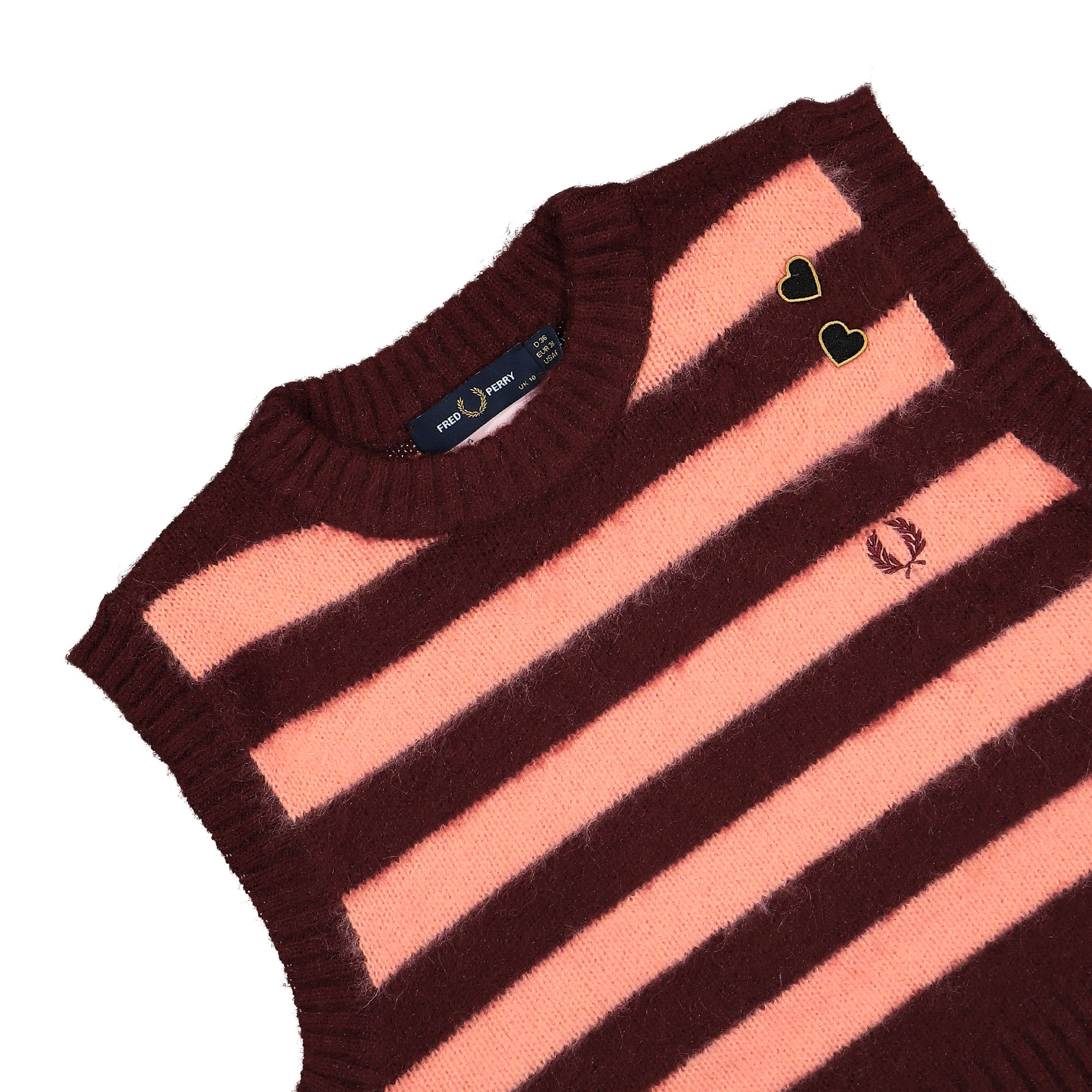 Fred Perry Amy Winehouse Foundation x Fred Perry Striped Knitted Tank Oxblood Tops Close-up | Overkill