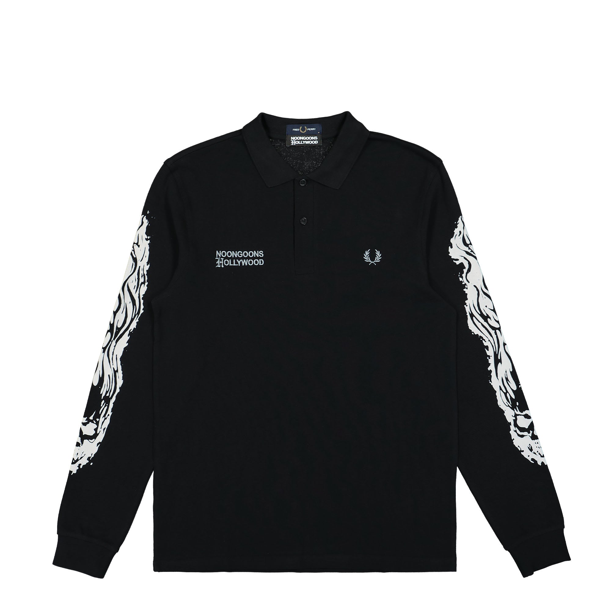 Fred Perry Noongoons X Fred Perry LS Printed Polo Shirt Black Longsleeves SM5230-102 | Overkill