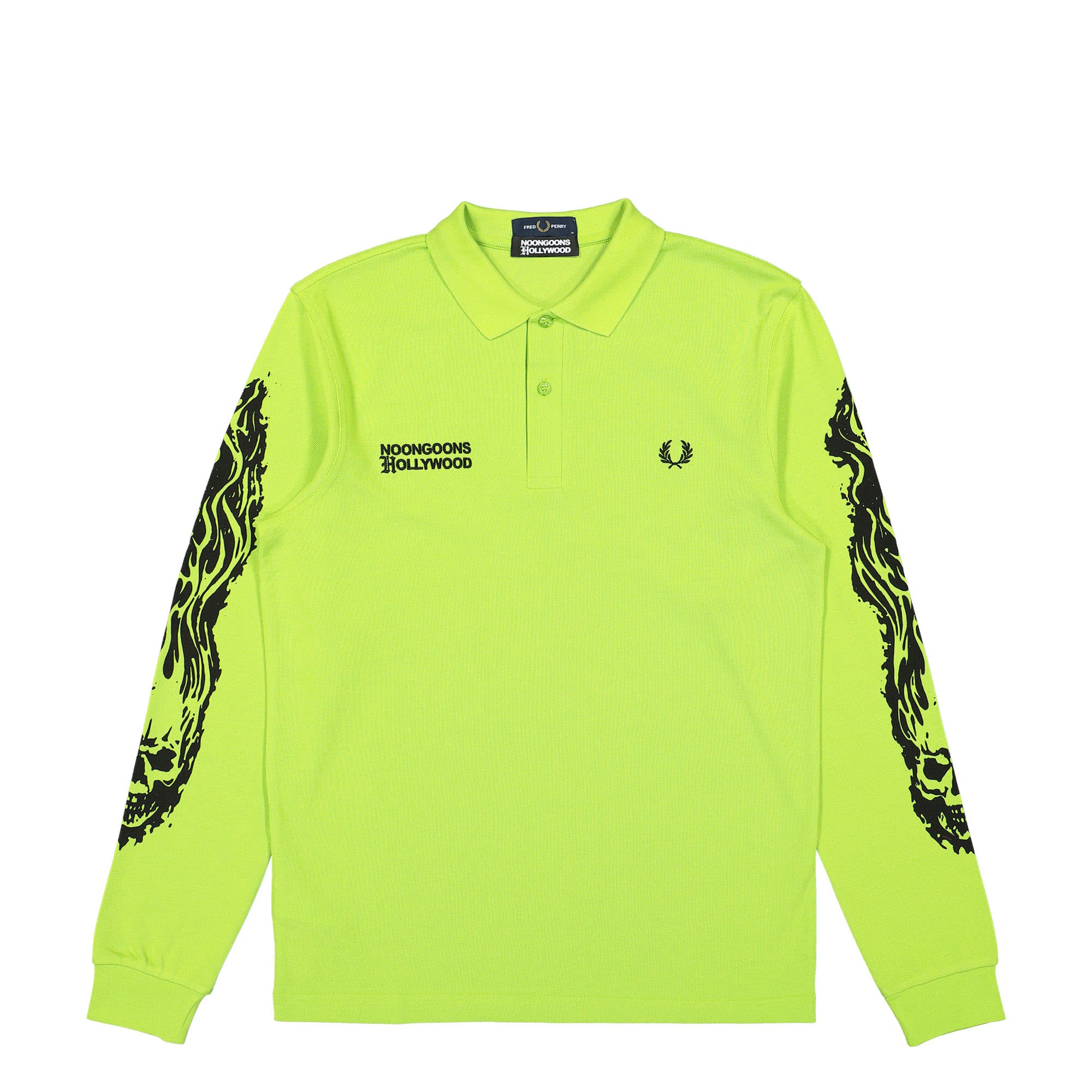 Fred Perry Noongoons X Fred Perry LS Printed Polo Shirt Lime Green Longsleeves SM5230-U03 | Overkill
