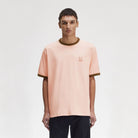 Fred Perry Raf Simons X Fred Perry Contrast Trim Relaxed Tee Light Misty Rose T-Shirts Close-up | Overkill