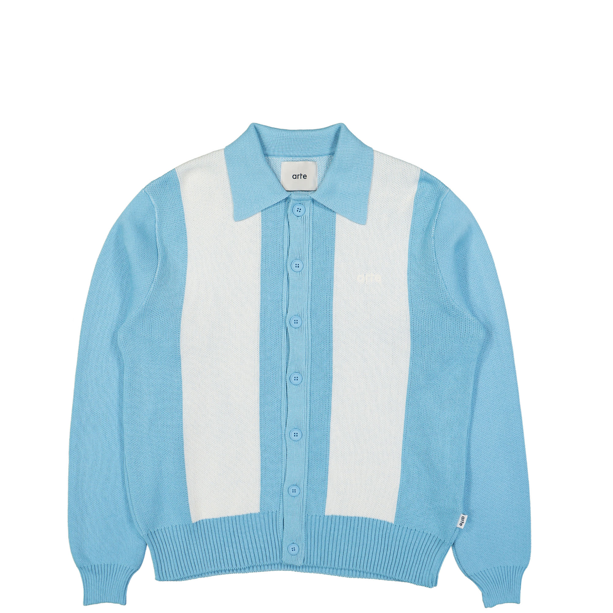 Arte Antwerp Keler Stripe Cardigan Light Blue / Cream Cardigans SS23-086K / Light Blue | Overkill