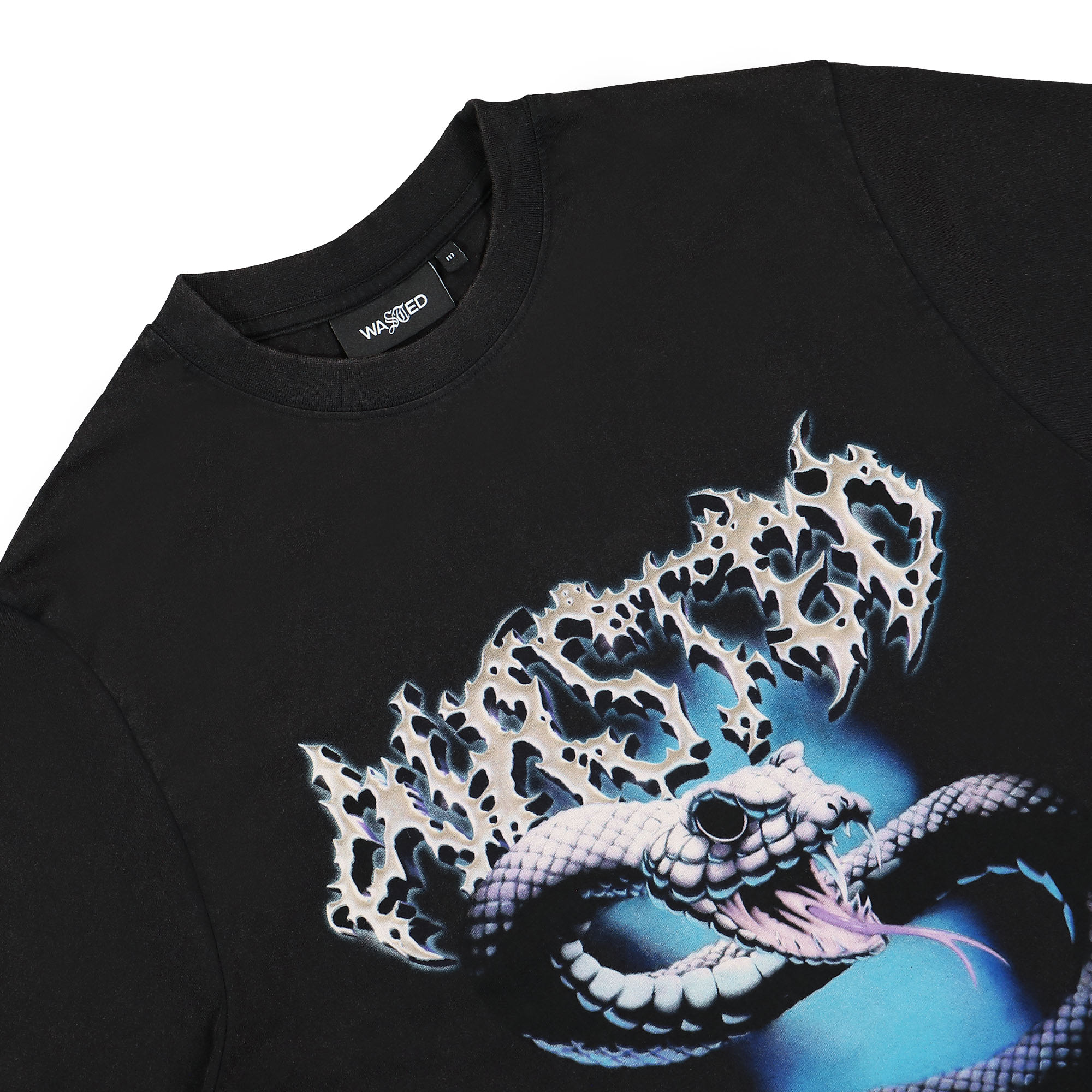 Wasted Paris T-Shirt Viper Faded Black T-Shirts Close-up | Overkill