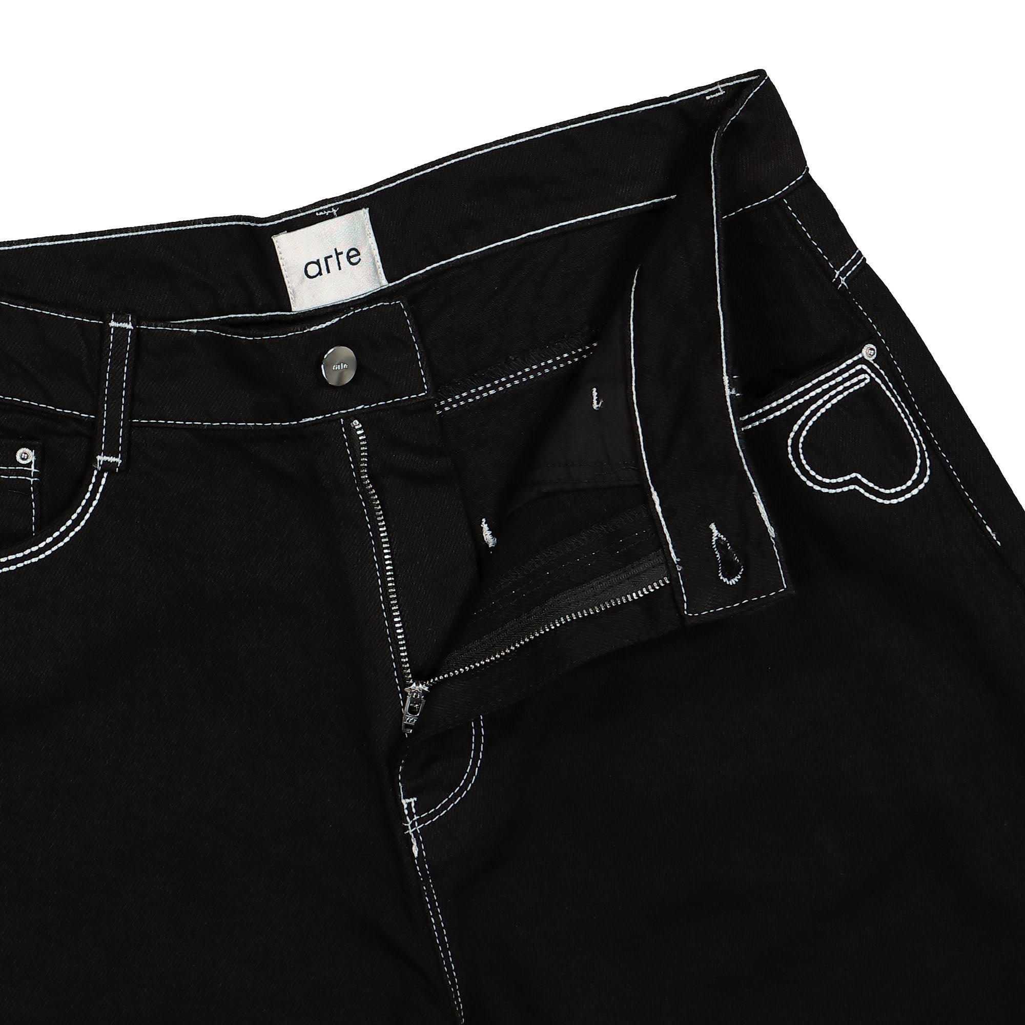 Arte Antwerp Silvain Heart Detail Shorts Black Shorts Detailfoto | Overkill