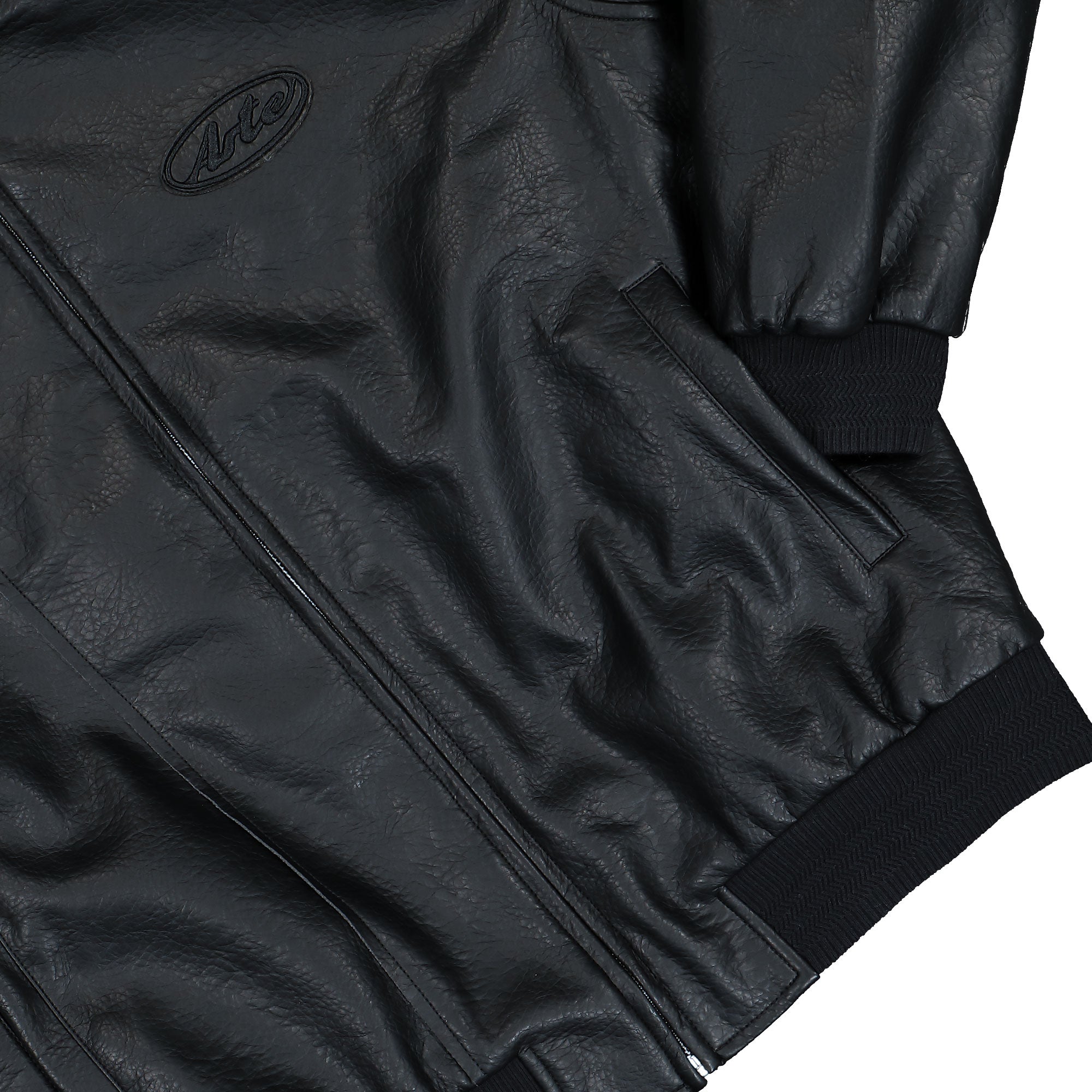 Arte Antwerp Leather Varsity Jacket Black Bomber & Varsity Jackets SS26-063J - 1 Detail View 1 | Overkill