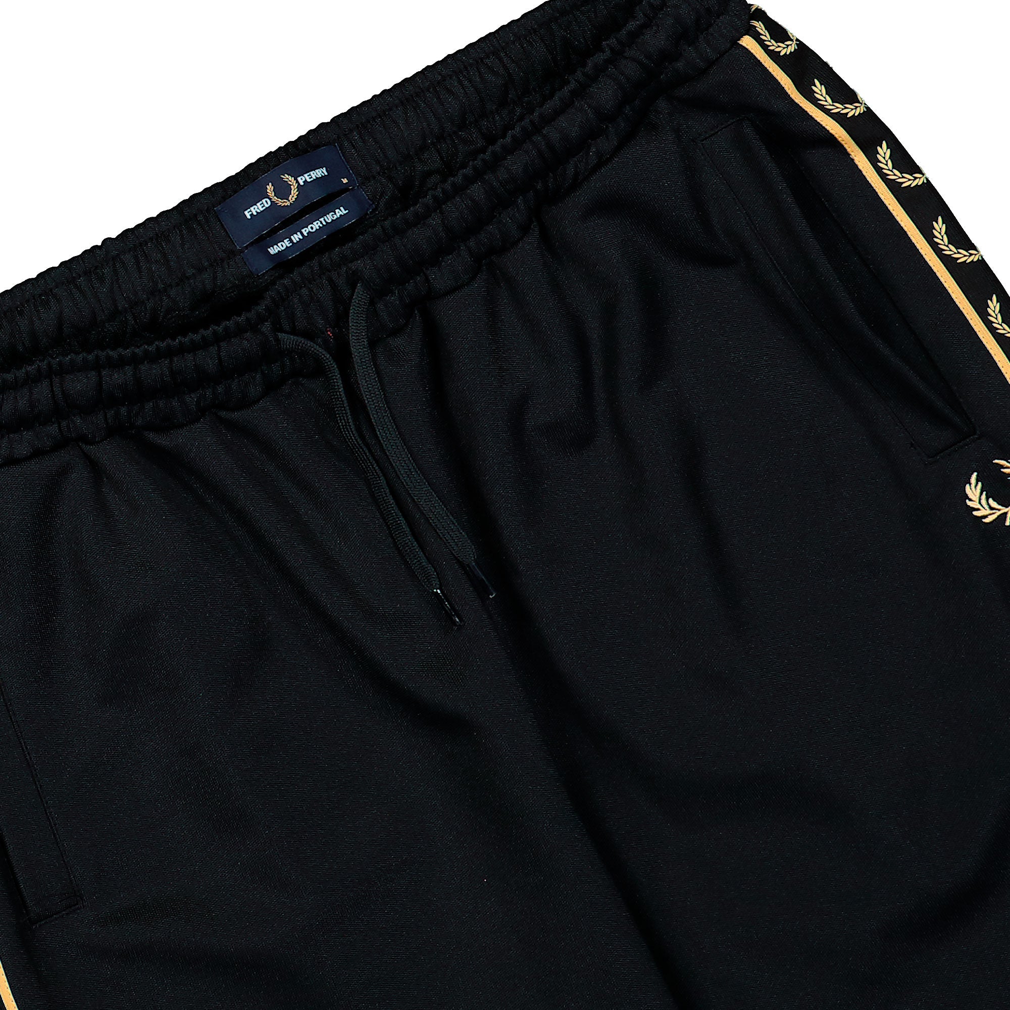 Fred Perry Contrast Tape Track Pant Black / Champagne Track Pants T5507-90A Detail View 1 | Overkill

