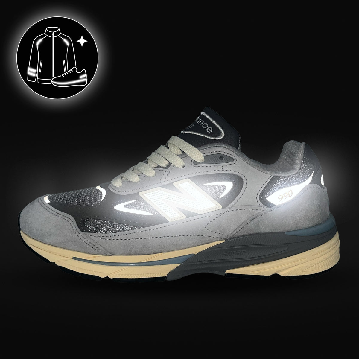 New Balance U990GR7 Kool Gray / Calcium / Light Arctic Grey Sneaker U990GR7 Material | Overkill

