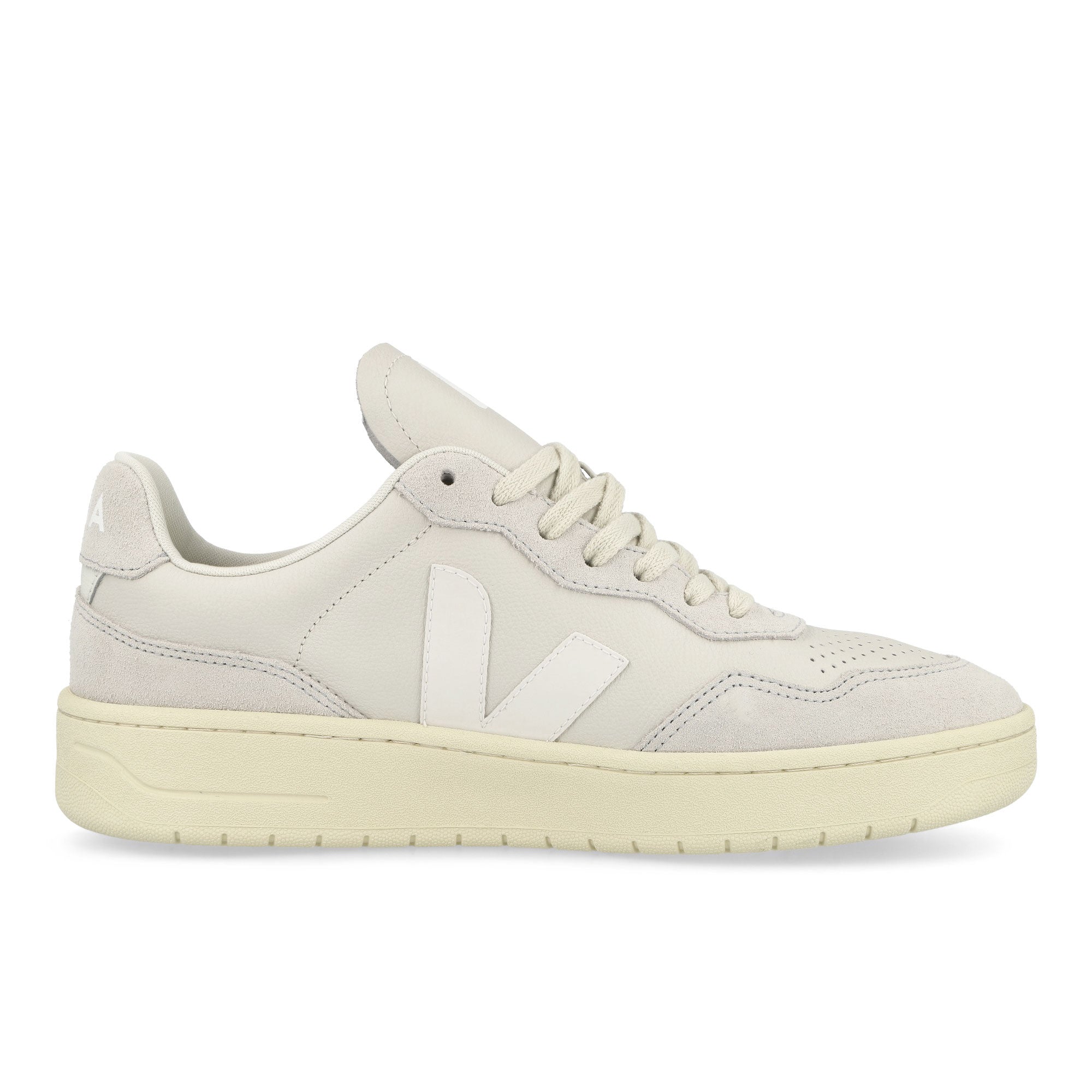 Veja V-90 O.T. Leather Gravel-White Low Top Sneakers  Silhouette | Overkill