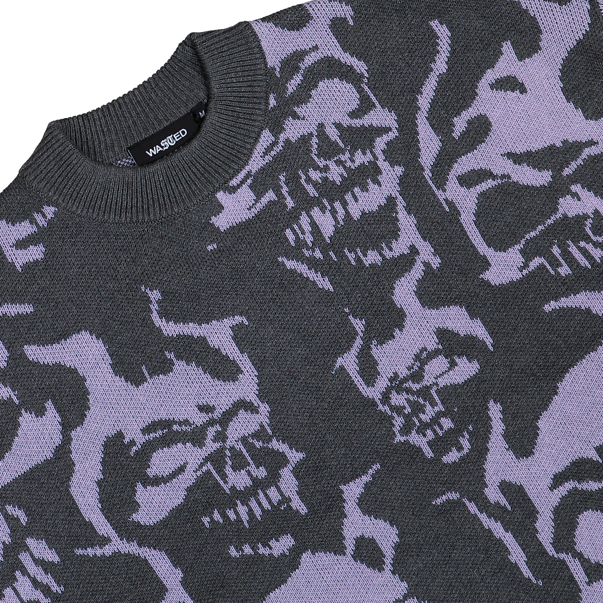 Wasted Paris Skull Sweater Charcoal / Lilac Sweatshirts 175532 Detailfoto | Overkill
