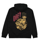 Obey Hammer Globe Hood Black Hoodies Close-up | Overkill
