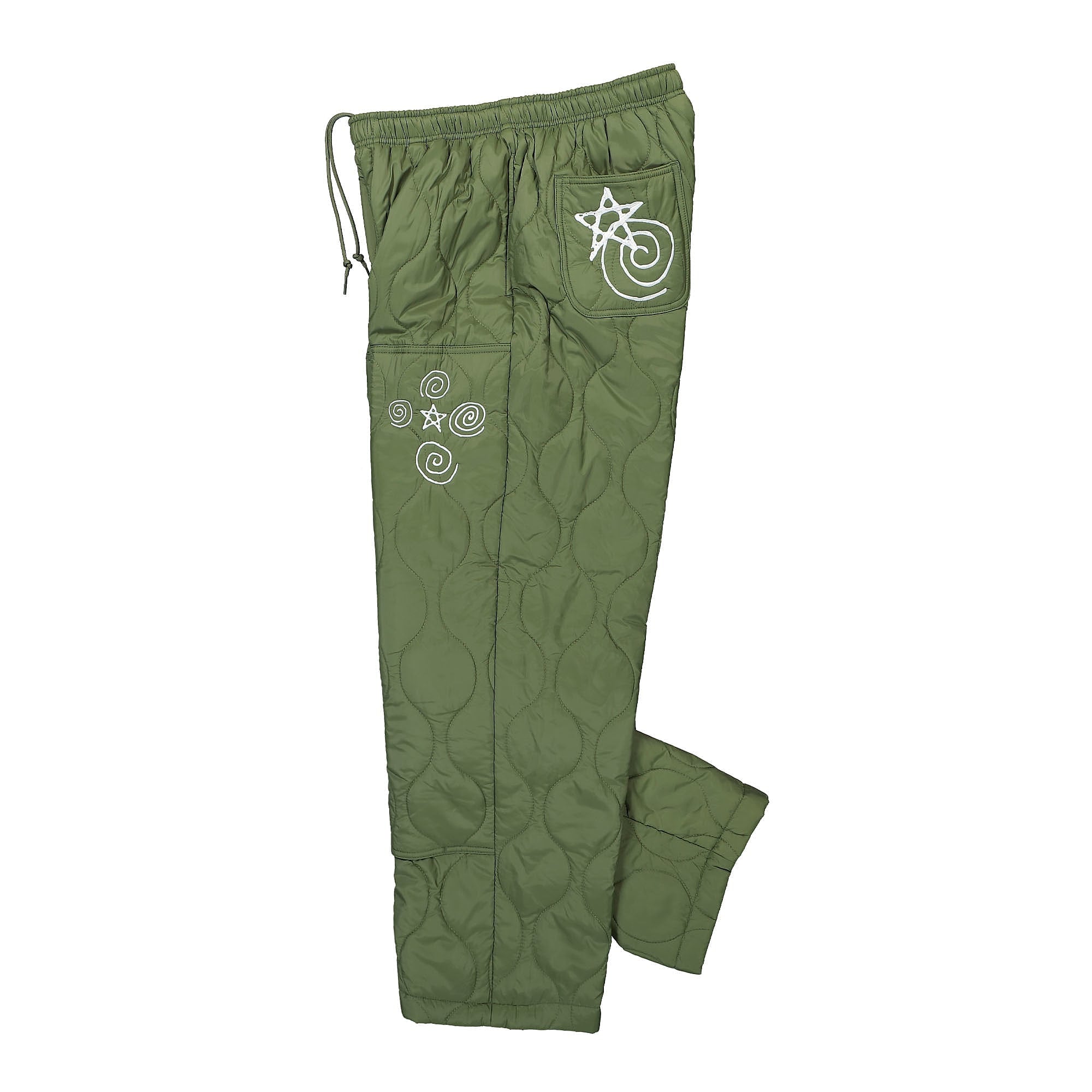 Obey Baseline Quilted Pant Light Army Sweat & Track Pants Close-up | Overkill