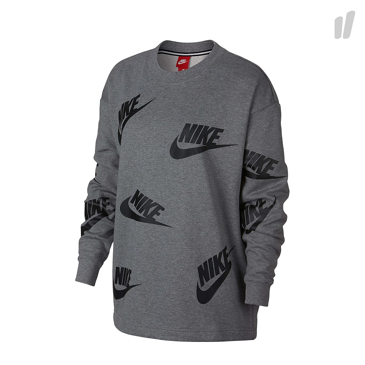 Nike Wmns Sportswear Futura Crew Sweatshirt Carbon Heather / Black Sweatshirts AA3142 091 | Overkill
