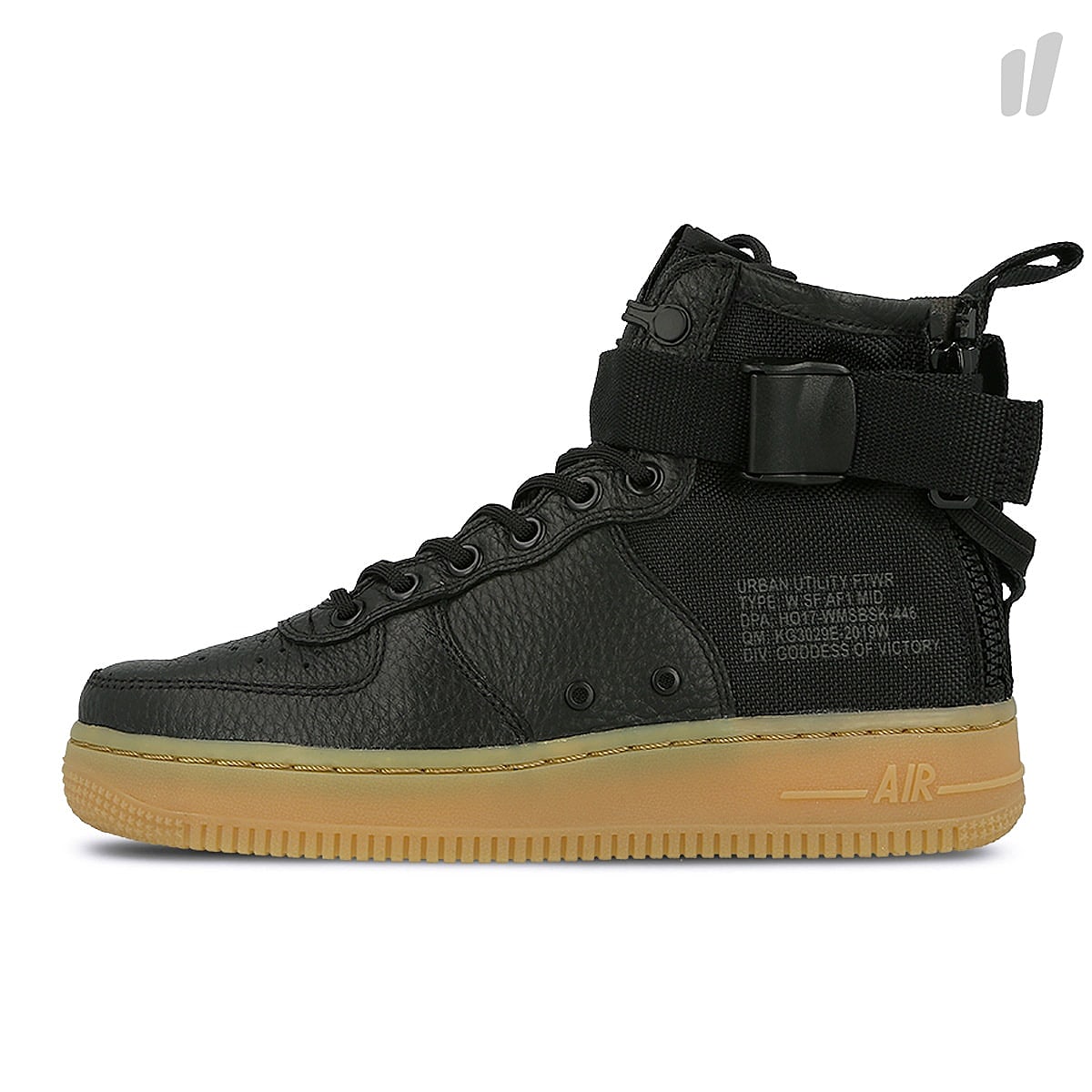 Nike wmns sf air force 1 mid Black / Black - Gum Light Brown High Top Sneakers AA3966 002 | Overkill