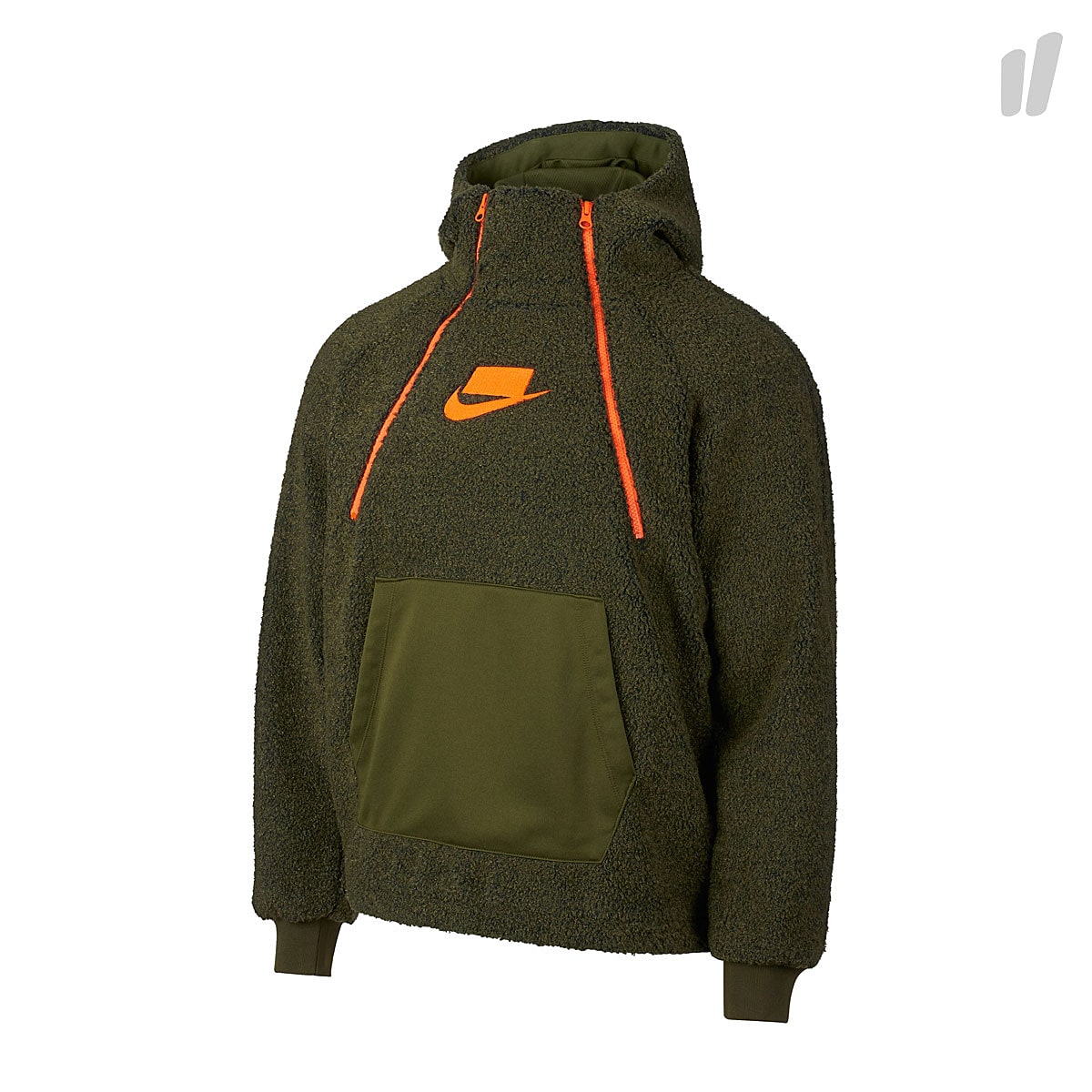 Nike Wmns Sportswear Sherpa Pullover Hoodie Olive Canvas / Olive Canvas / Cone / Cone Hoodies AJ7284 395 | Overkill