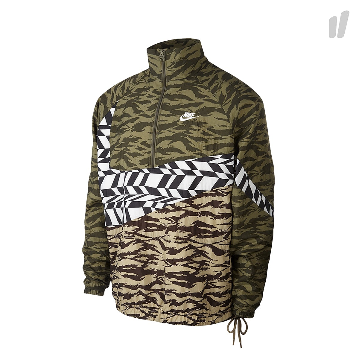 Nike AOP Swoosh Woven Half Zip Jacket Medium Olive / White / White Jackets AO0862 222 | Overkill