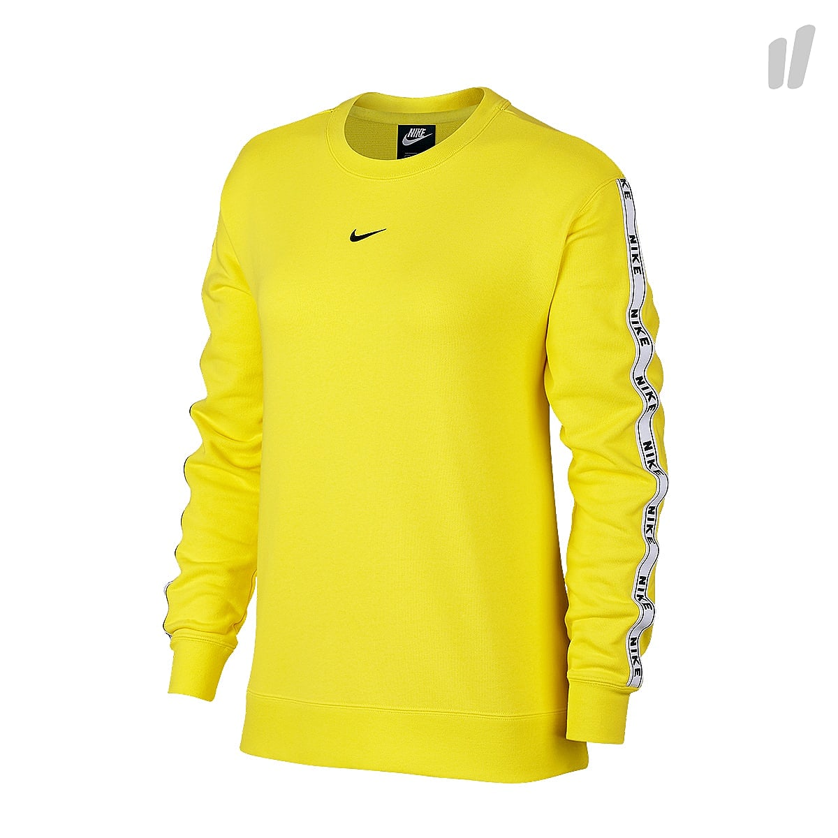 Nike Wmns Tape Logo Crewneck Opti Yellow / Opti Yellow / White / Black Sweatshirts AR3054 731 | Overkill