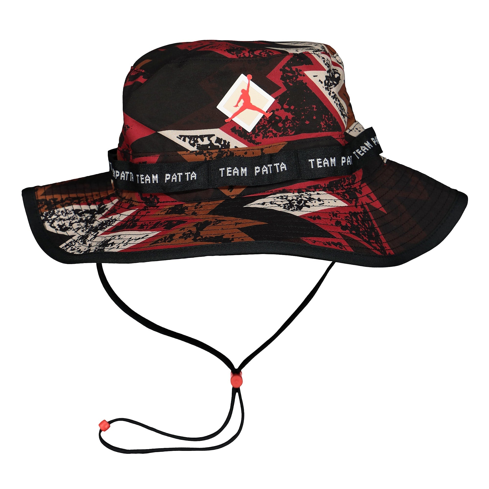 Jordan Patta x Air Jordan Jumpman Bucket Hat Black / Multi Color / Light Crimson Bucket Hats AR6041 010 | Overkill
