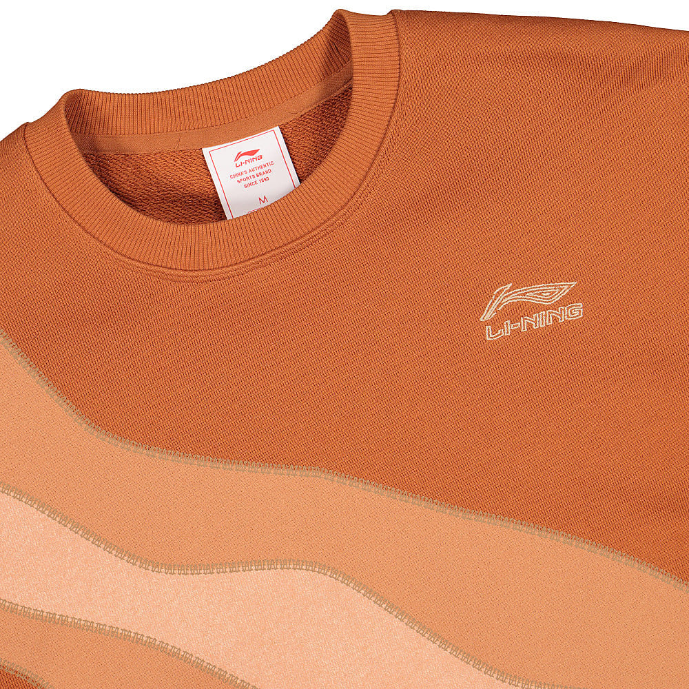 Li-Ning Knit Crew Amber Brown Sweatshirts Close-up | Overkill