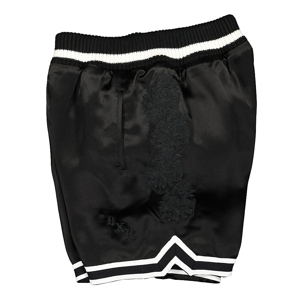 Born X Raised Sateen Basketball Shorts Black Shorts Close-up | Overkill