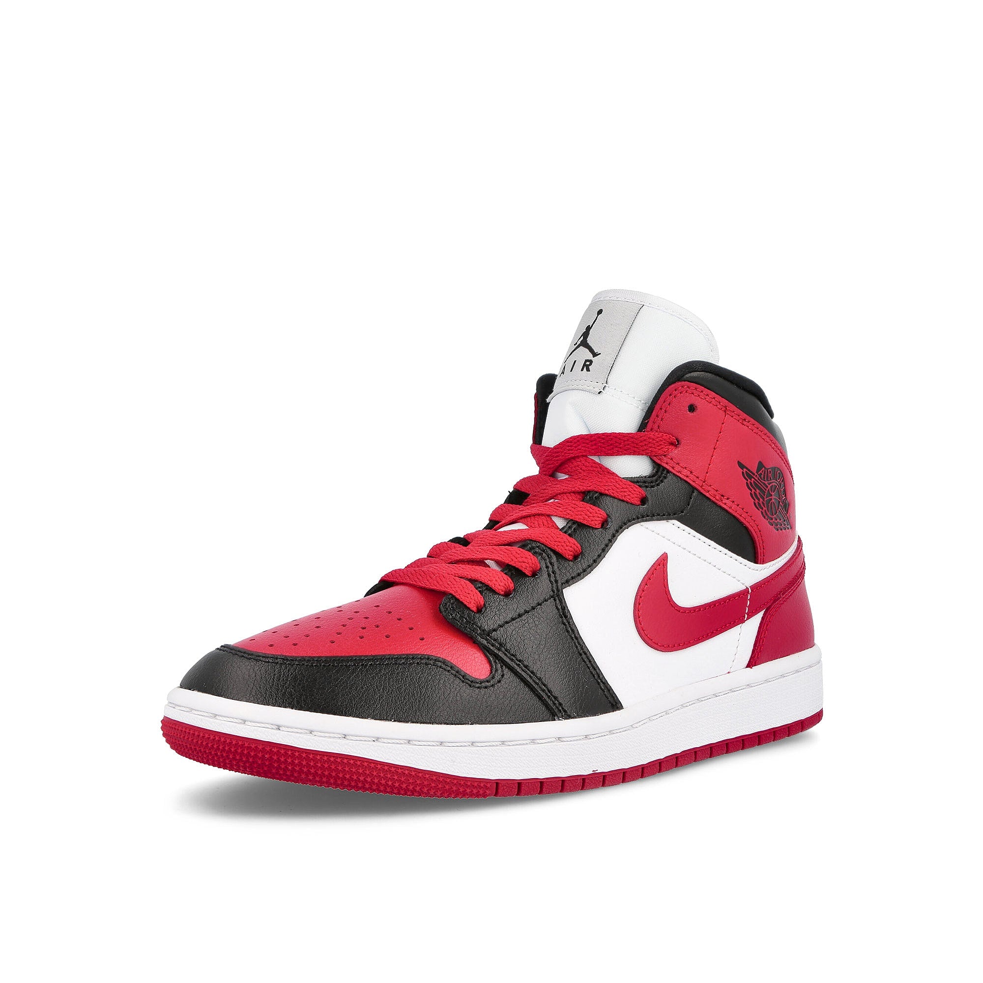 Jordan Wmns Air Jordan 1 Mid Black-Gym Red - White Sneakers  Close Up | Overkill