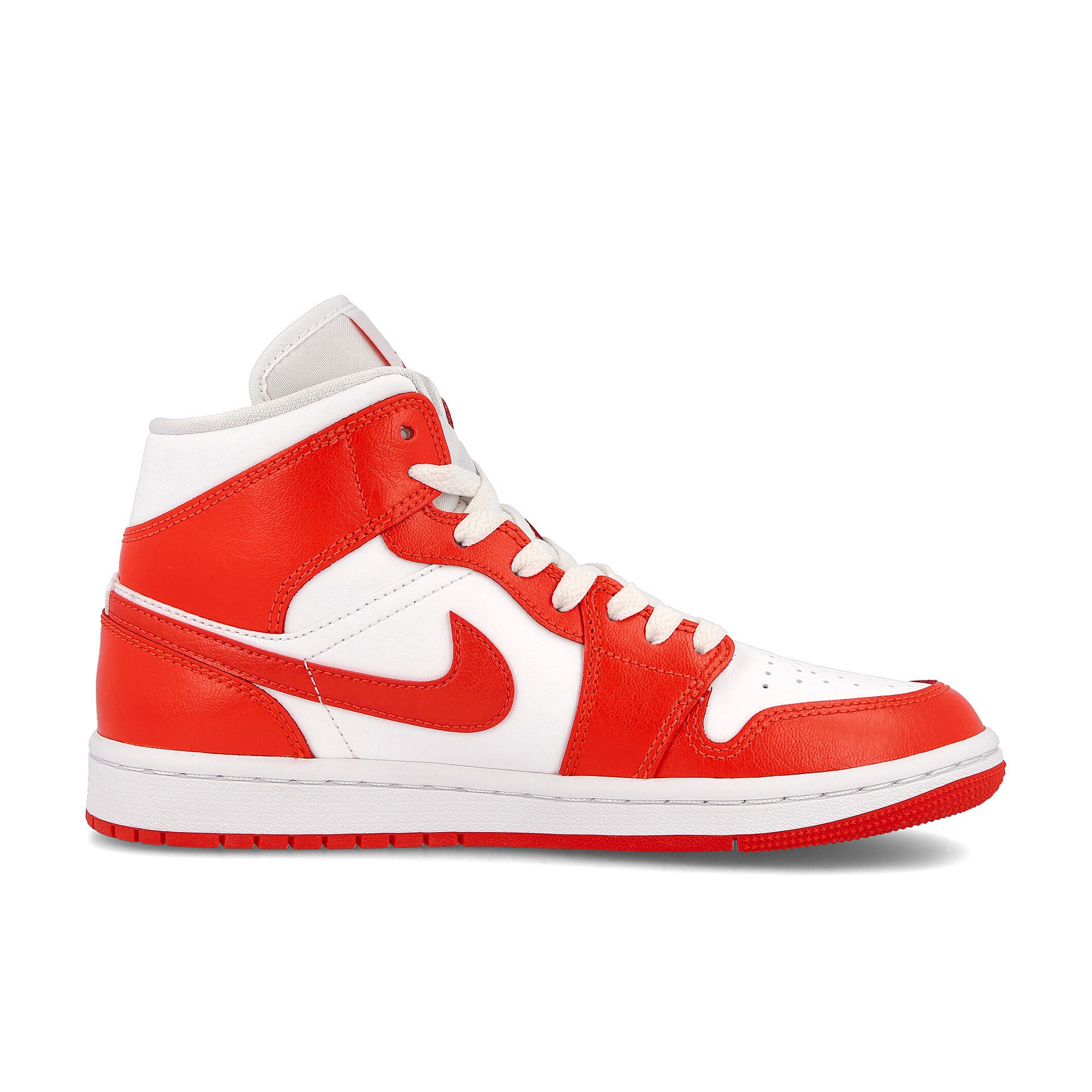 Jordan Wmns Air Jordan 1 Mid White / Habanero Red - White   Material | Overkill