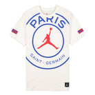 Jordan Paris Saint Germain x Air Jordan SS Logo Tee White / Game Royal / University Red T-Shirts BQ8384 100 | Overkill