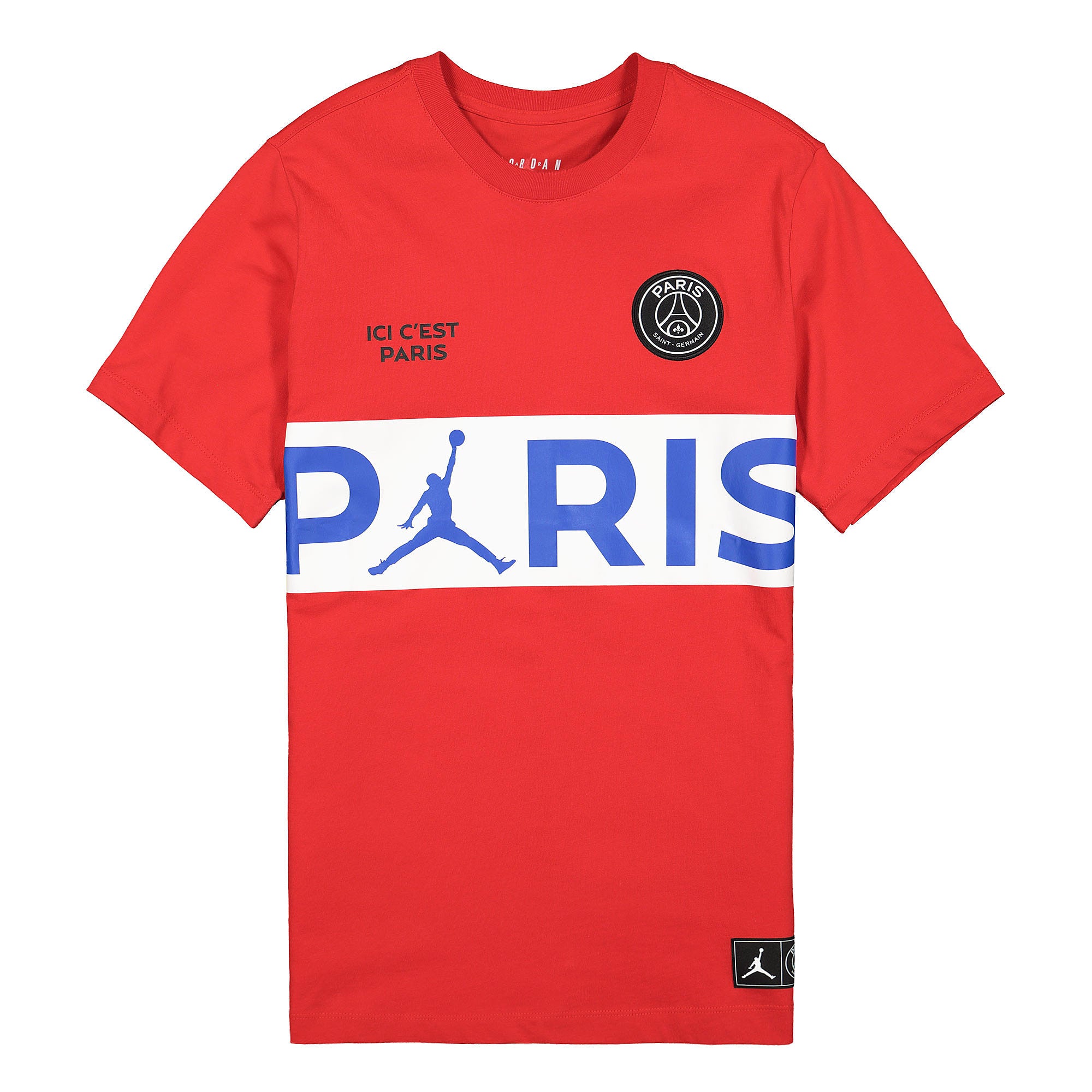 Jordan Paris Saint Germain x Air Jordan SS Wordmark Tee University Red T-Shirts BQ8389 657 | Overkill