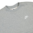 Nike NSW Club Fleece Crew Sweatshirt Dark Grey Heather / White Sweatshirts Close-up | Overkill