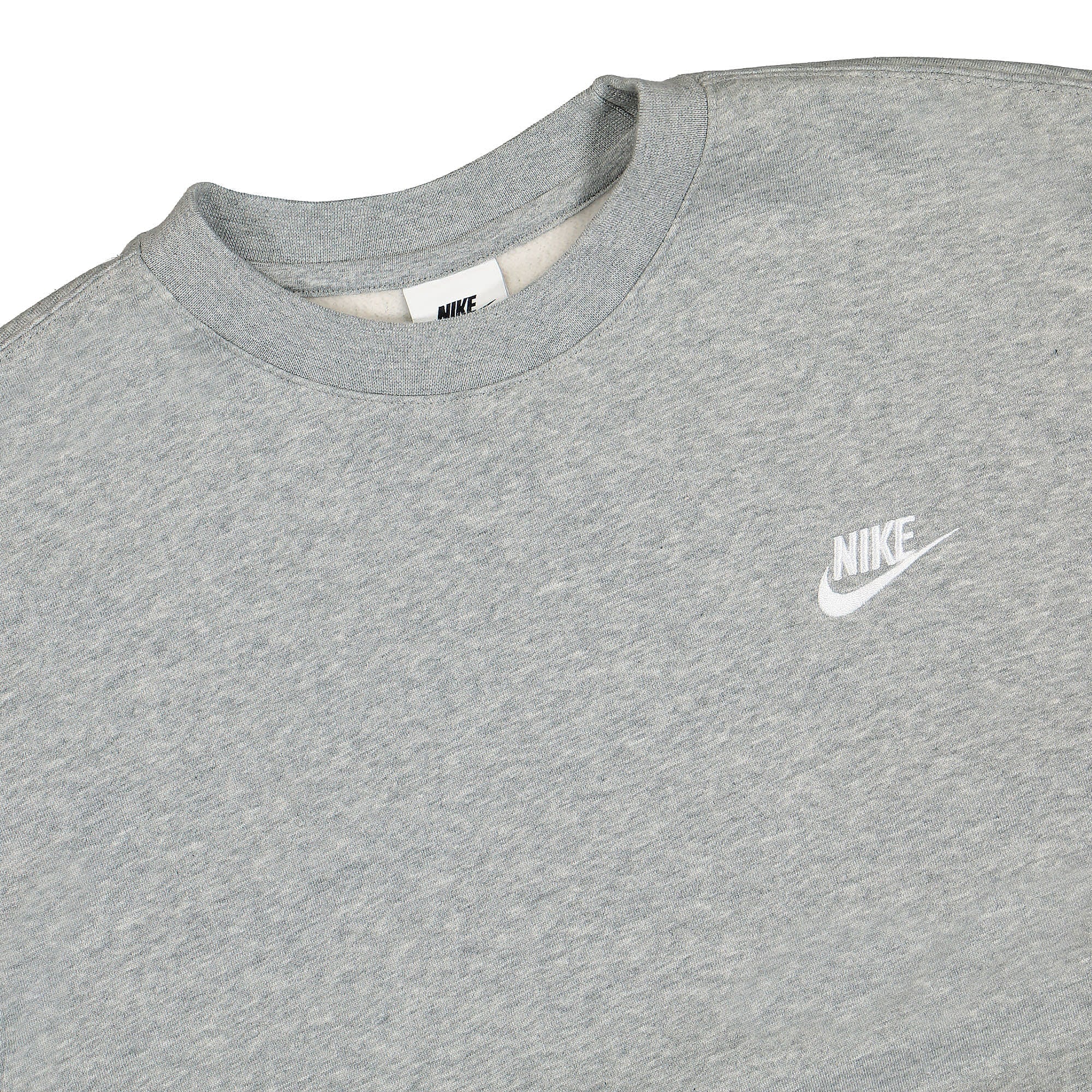 Nike NSW Club Fleece Crew Sweatshirt Dark Grey Heather / White Sweatshirts Close-up | Overkill