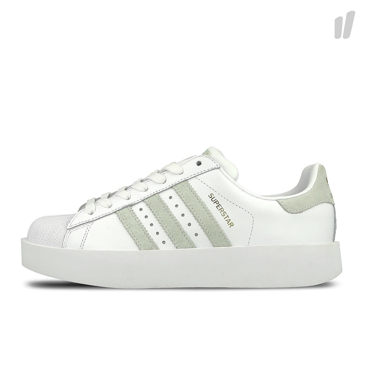 adidas wmns superstar bold Footwear White / Linen Green / Gold Metallic  BY2948 | Overkill