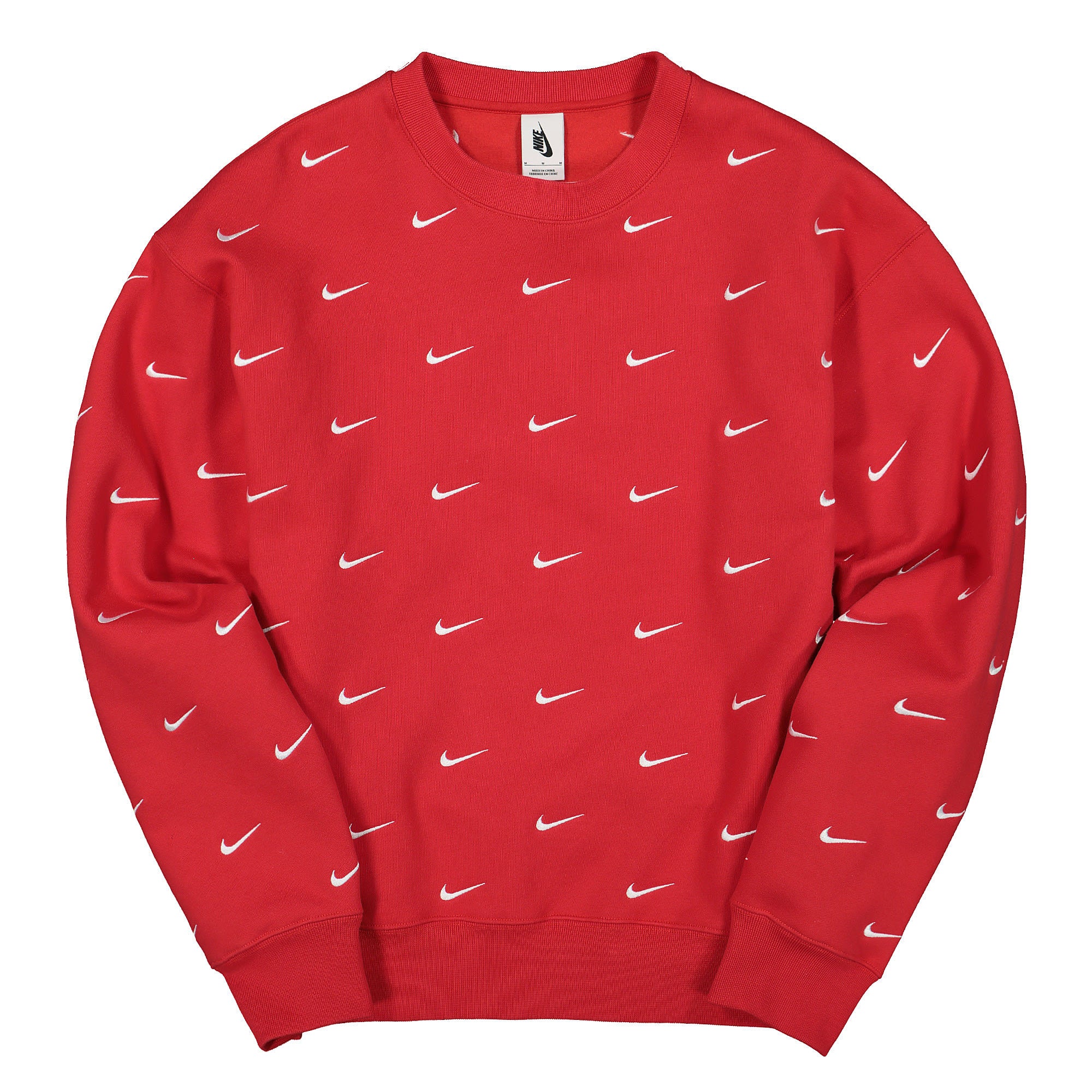 Nike NRG Crew AOP Swoosh Stripe University Red Sweatshirts CD6377 657 | Overkill