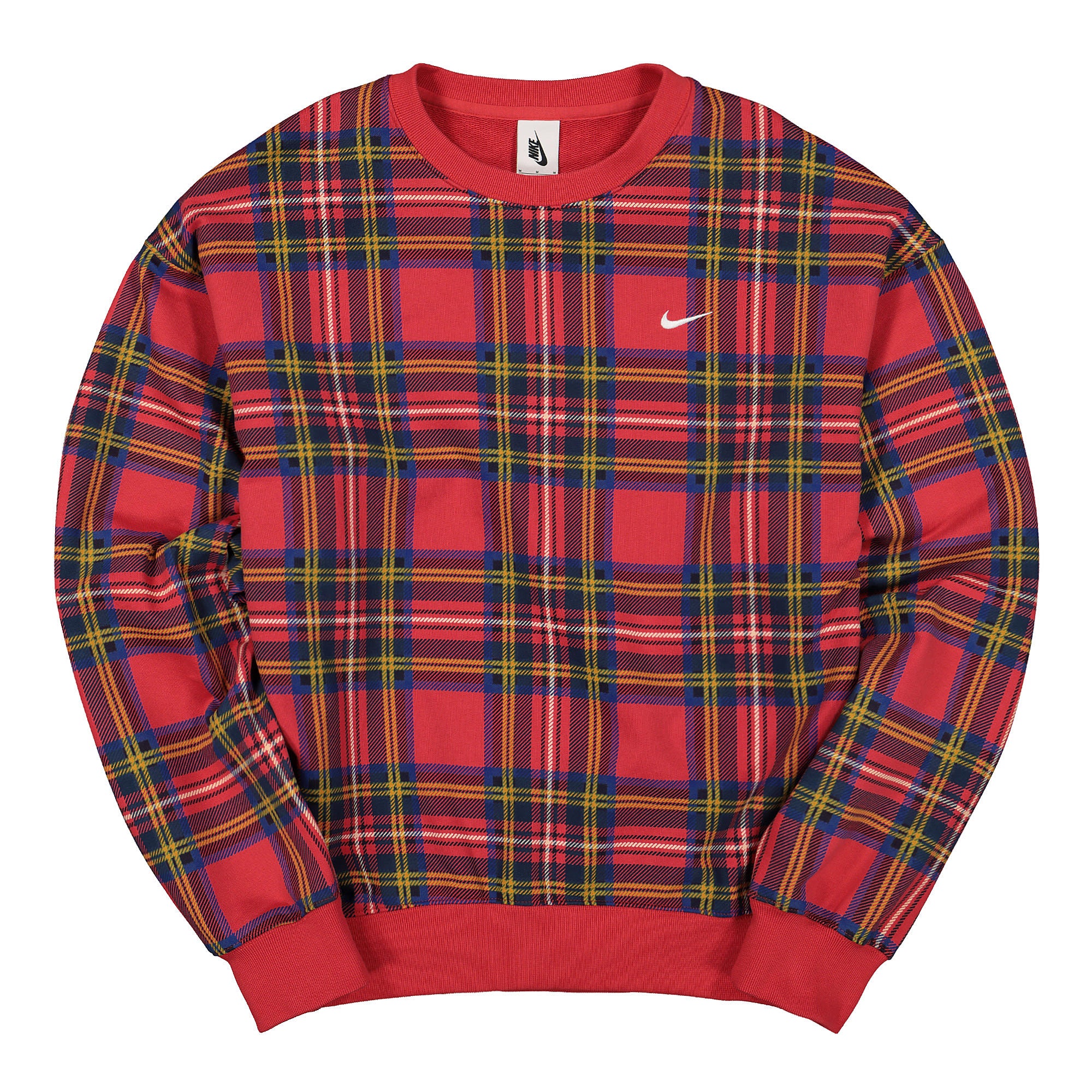 Nike NRG Crew Plaid Swoosh Stripe University Red Sweatshirts CD6378 657 | Overkill