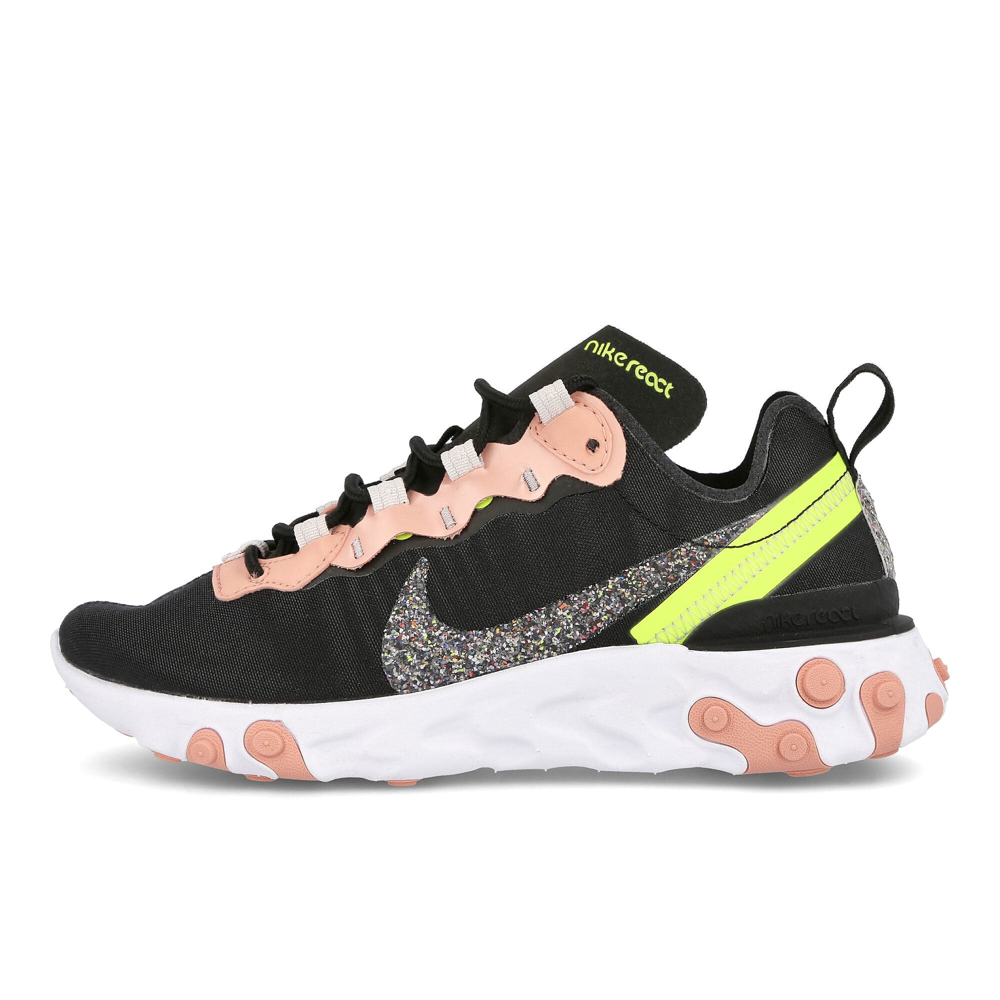 Nike wmns react element 55 premium Black-Volt - Coral Stardust Sneakers CD6964 002 | Overkill