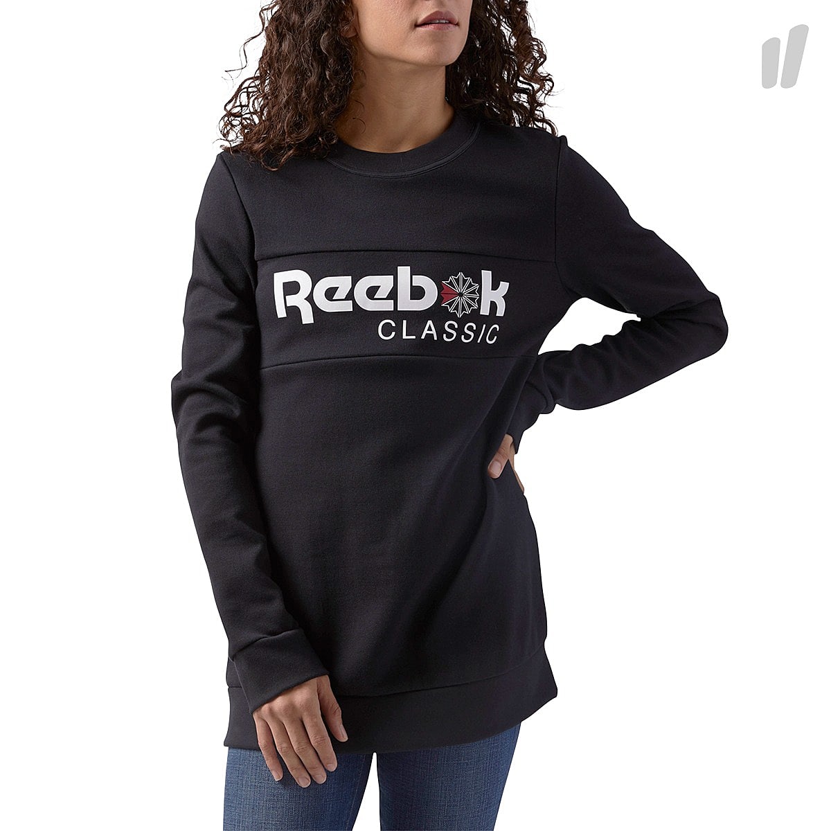 Reebok Wmns Foundation Iconic Crew Black Sweatshirts CD8235 | Overkill