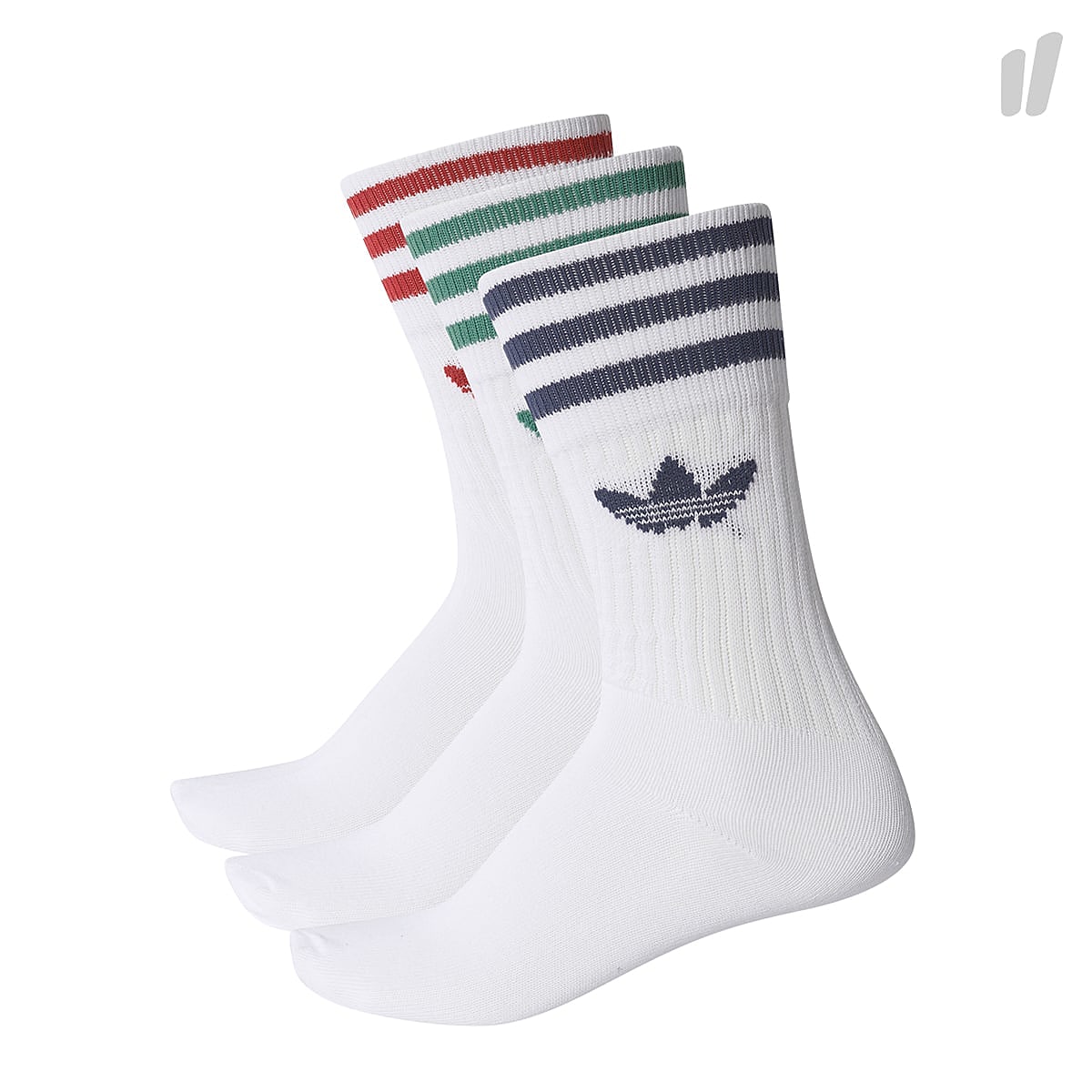 adidas Solid Crew Socks White / Blanch Green / Power Red Socks CE4991 | Overkill